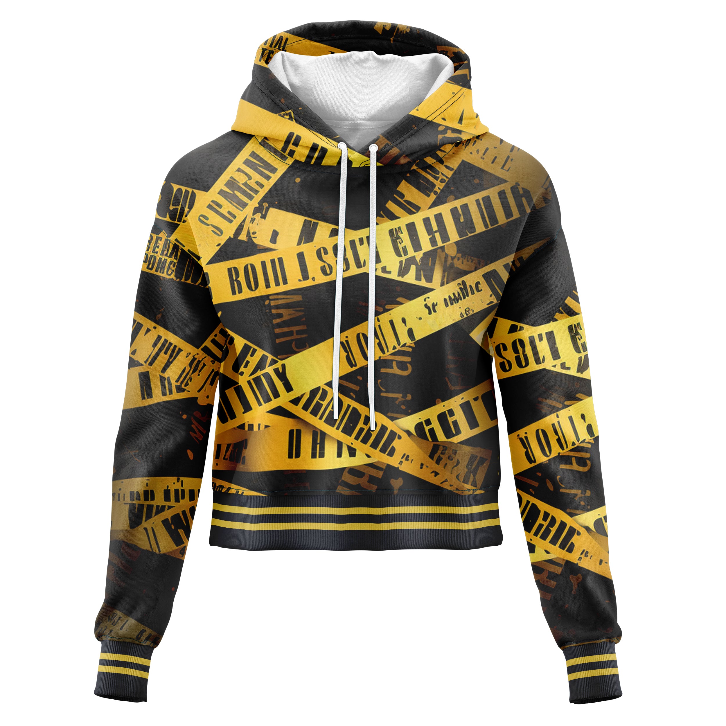 Caution Cropped Hoodie