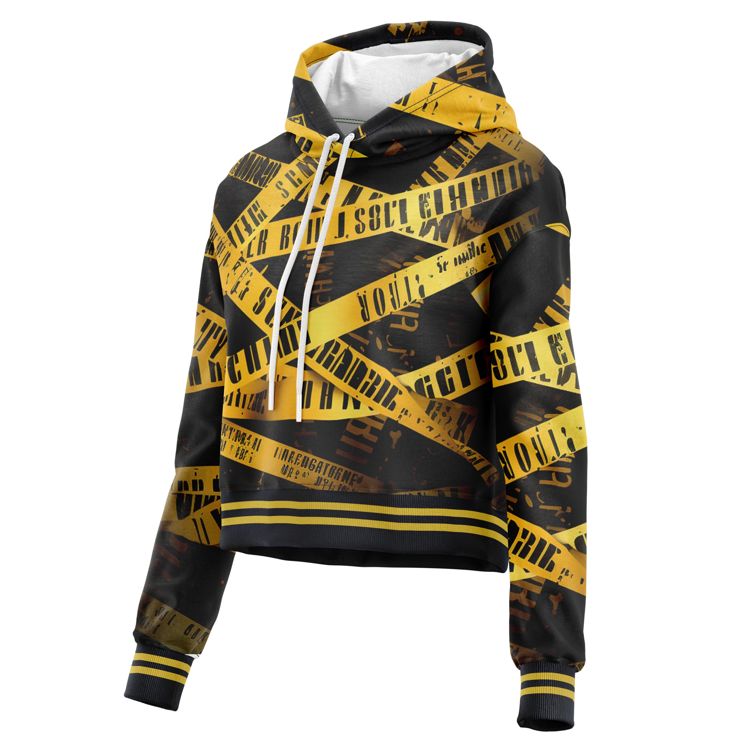 Caution Cropped Hoodie