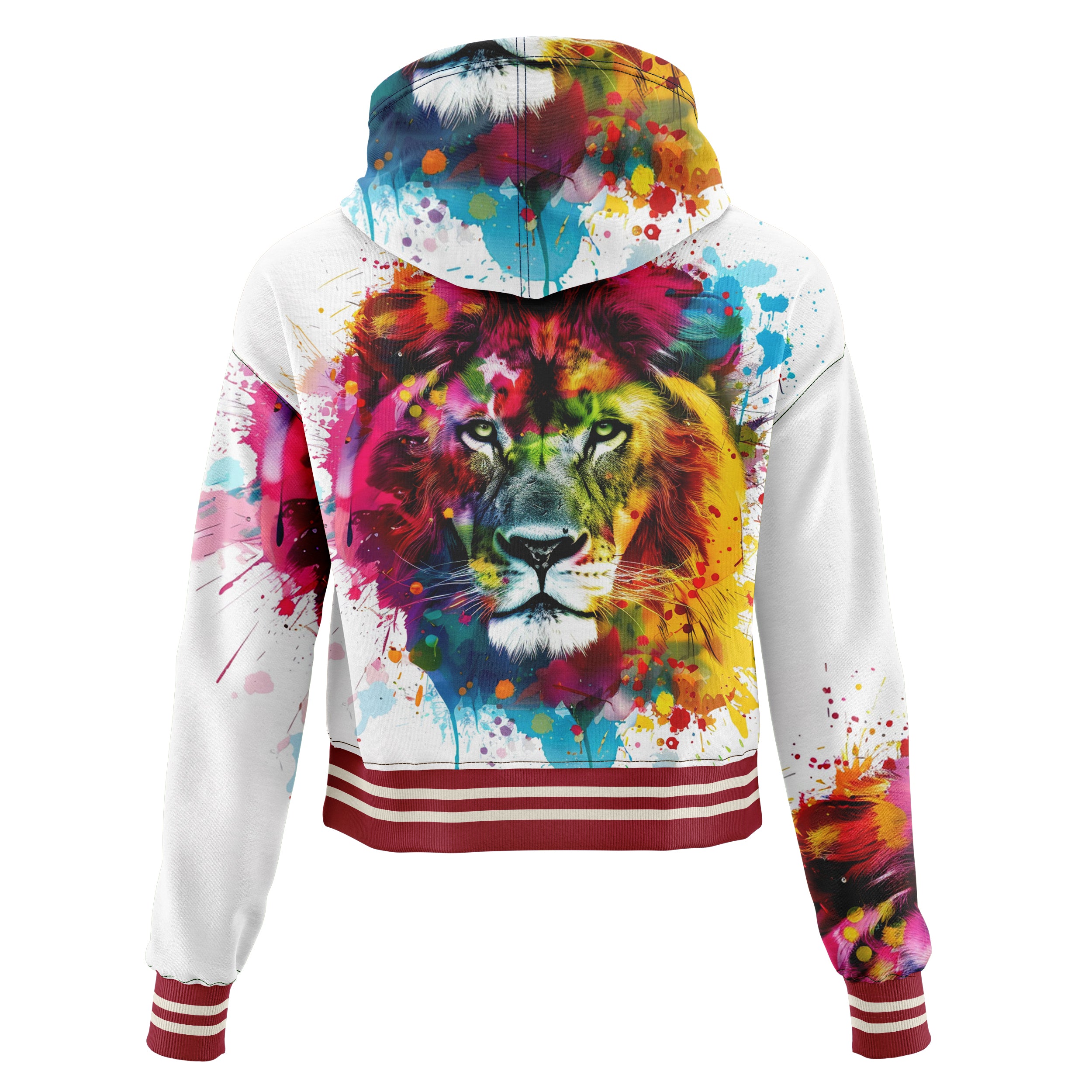 Colorful Lion Cropped Hoodie