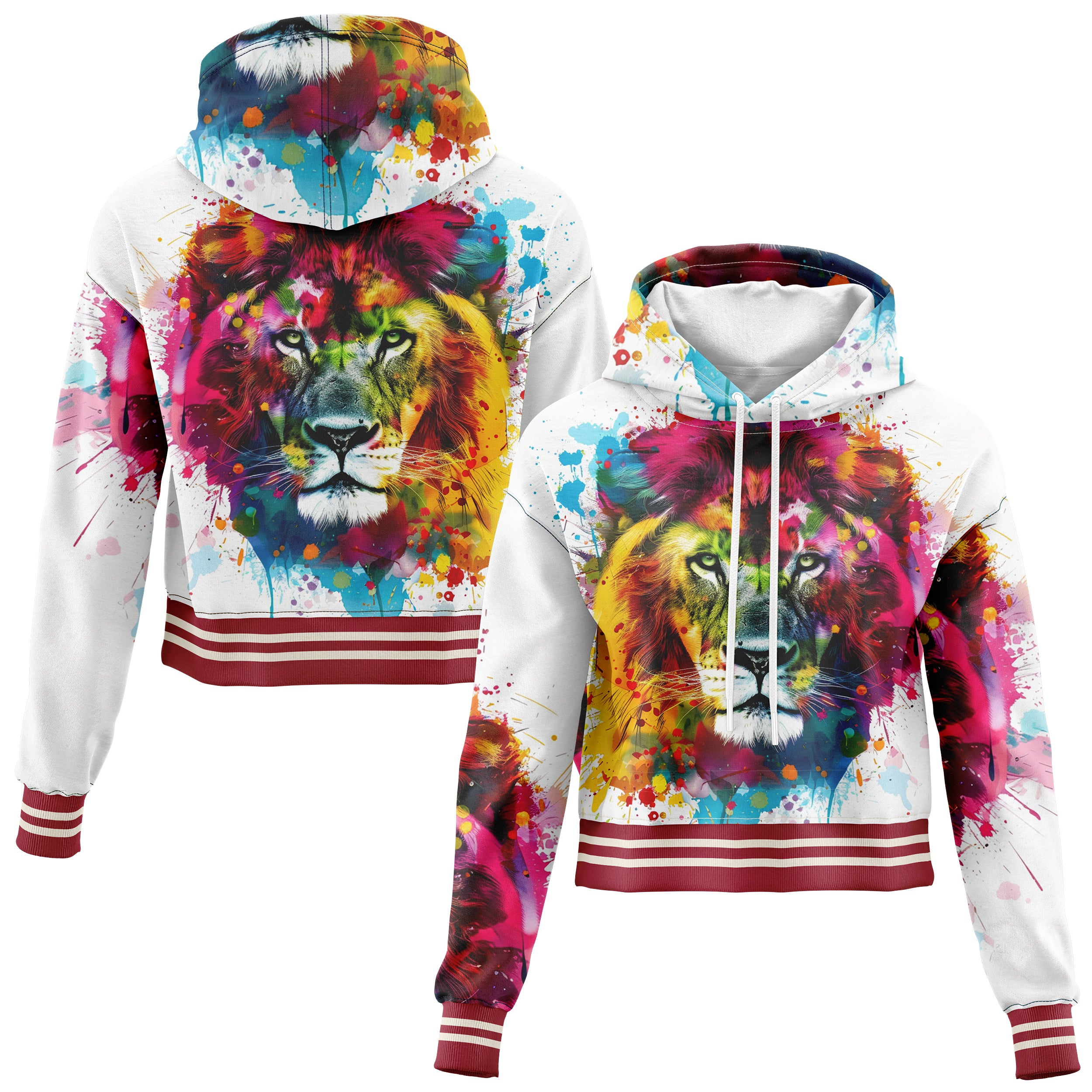 Colorful Lion Cropped Hoodie CH240829Cl013