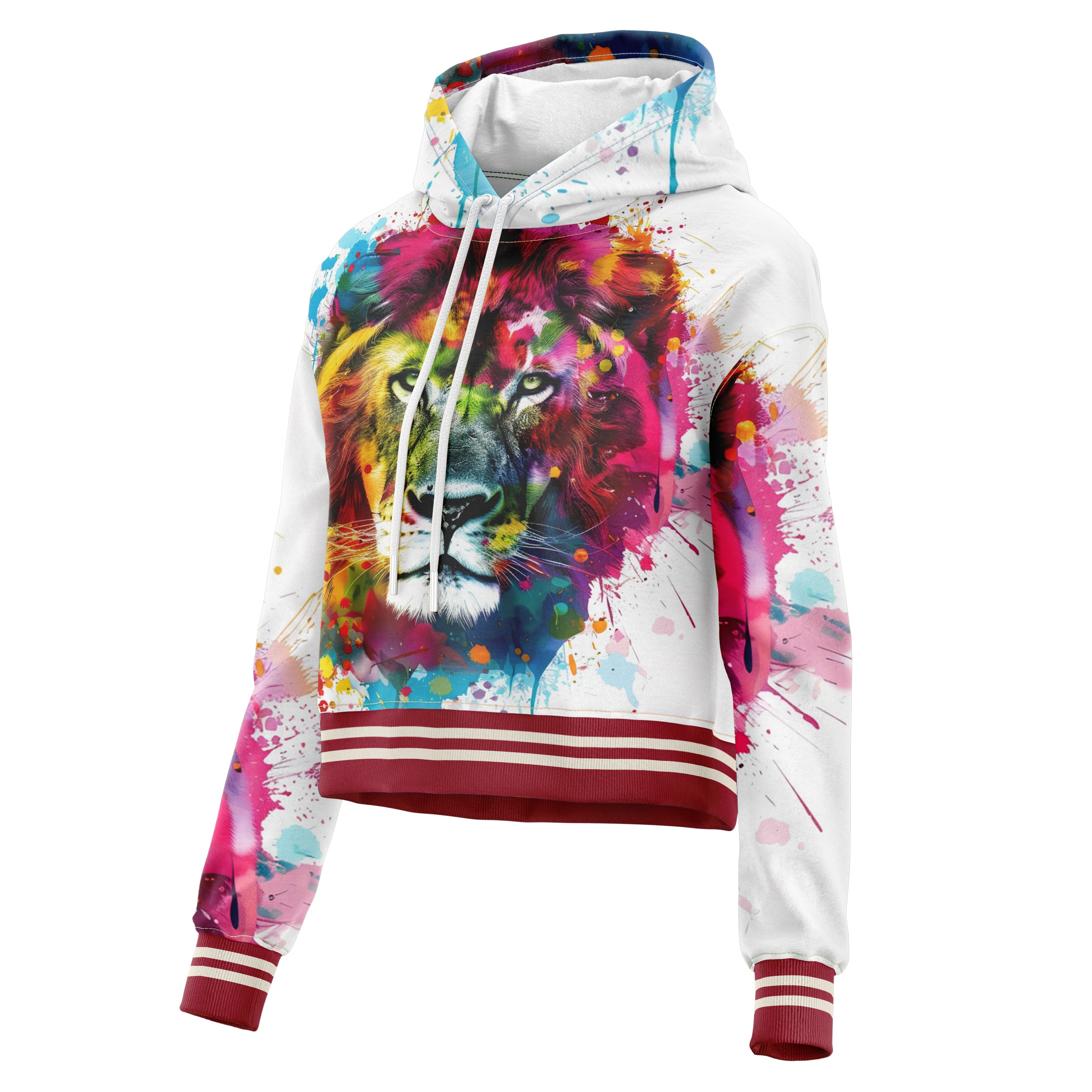 Colorful Lion Cropped Hoodie