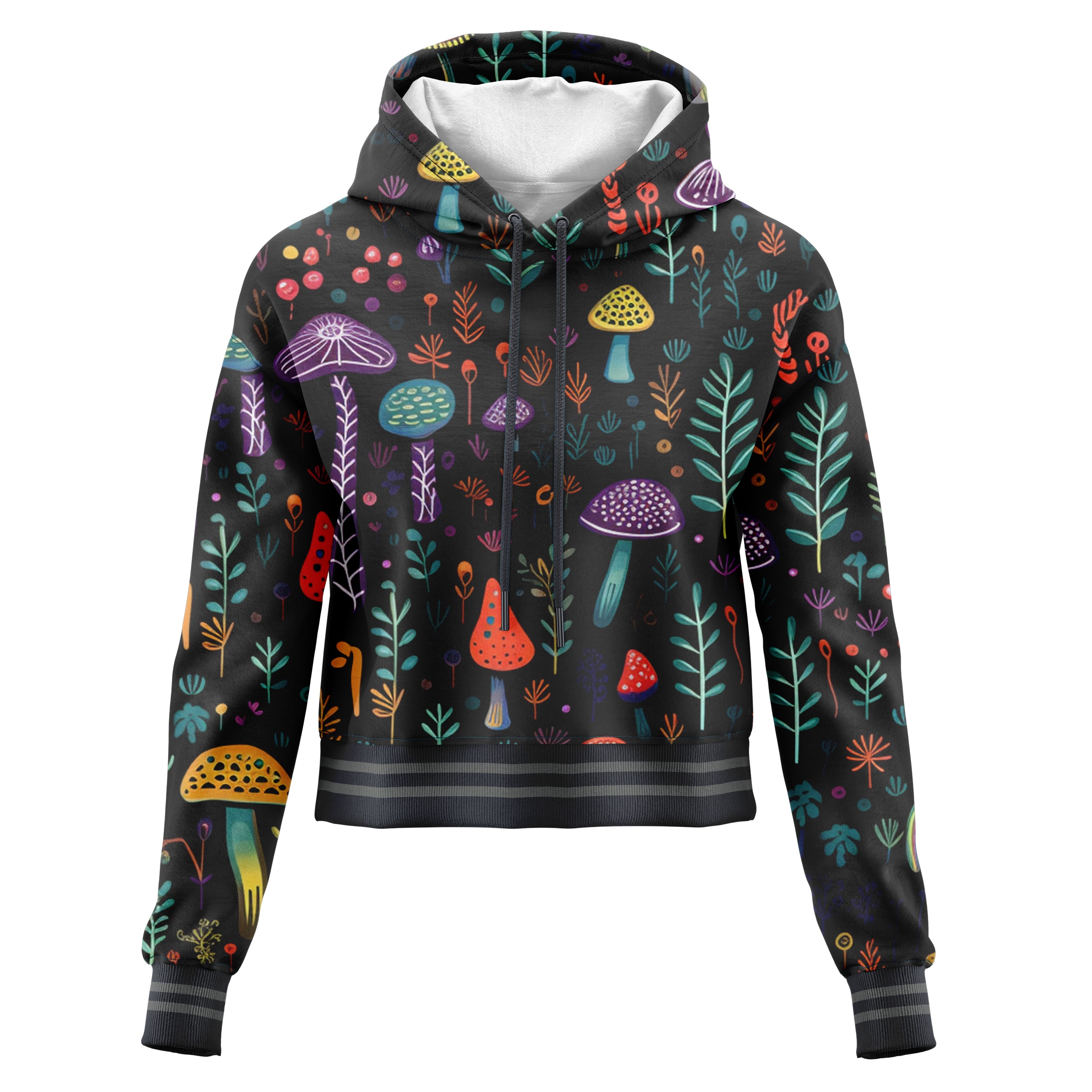 Color Mushrooms Cropped Hoodie