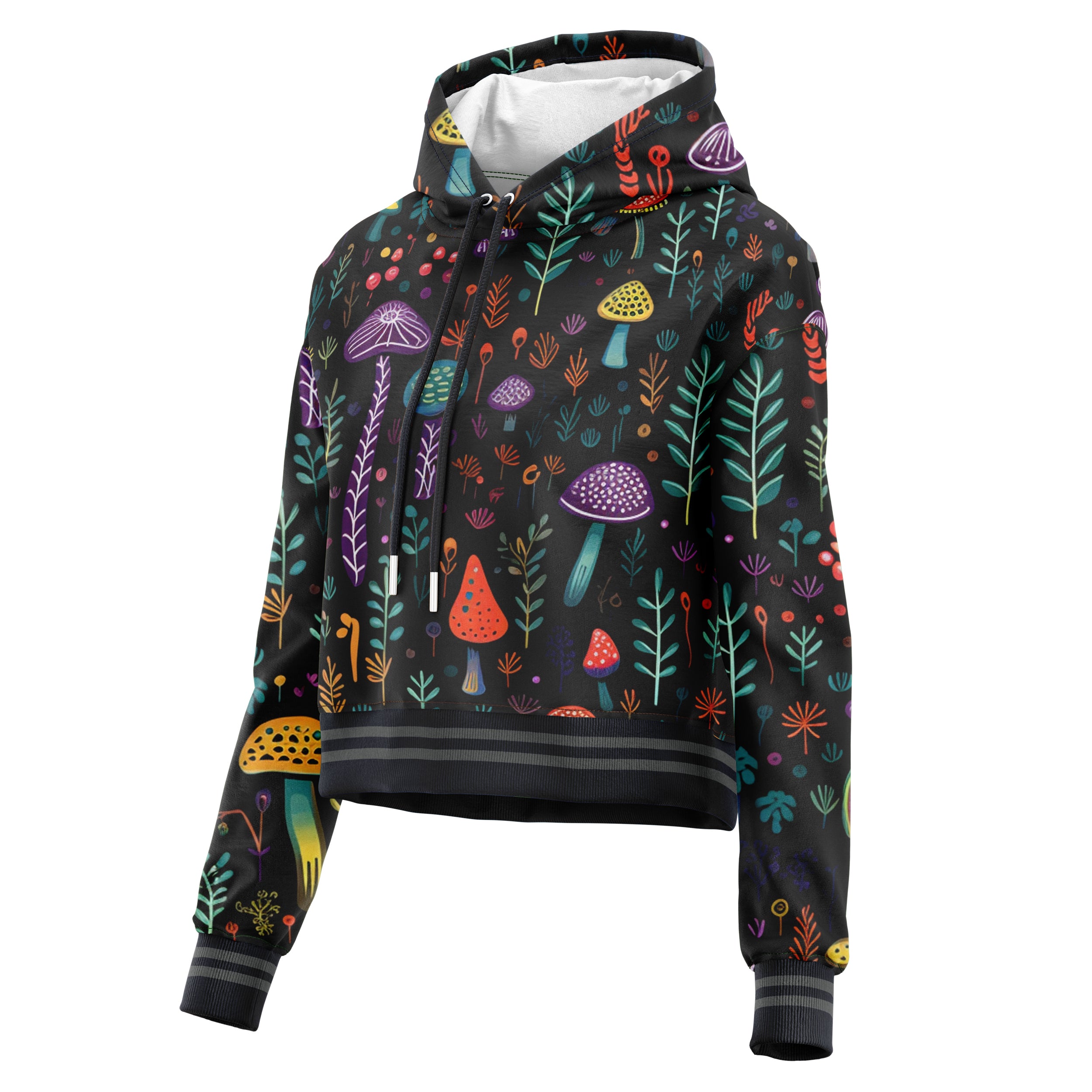 Color Mushrooms Cropped Hoodie