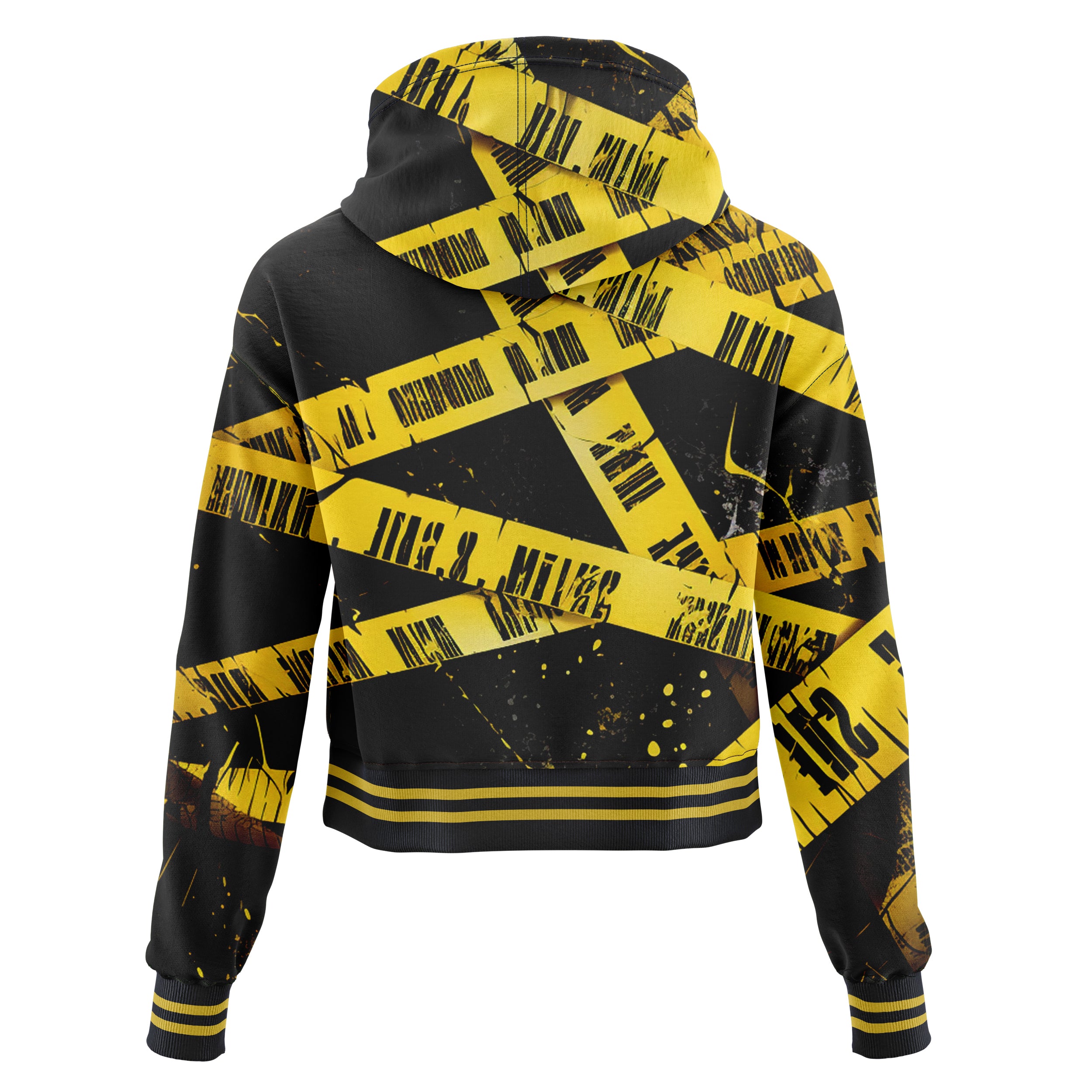 Caution Cropped Cropped Hoodie