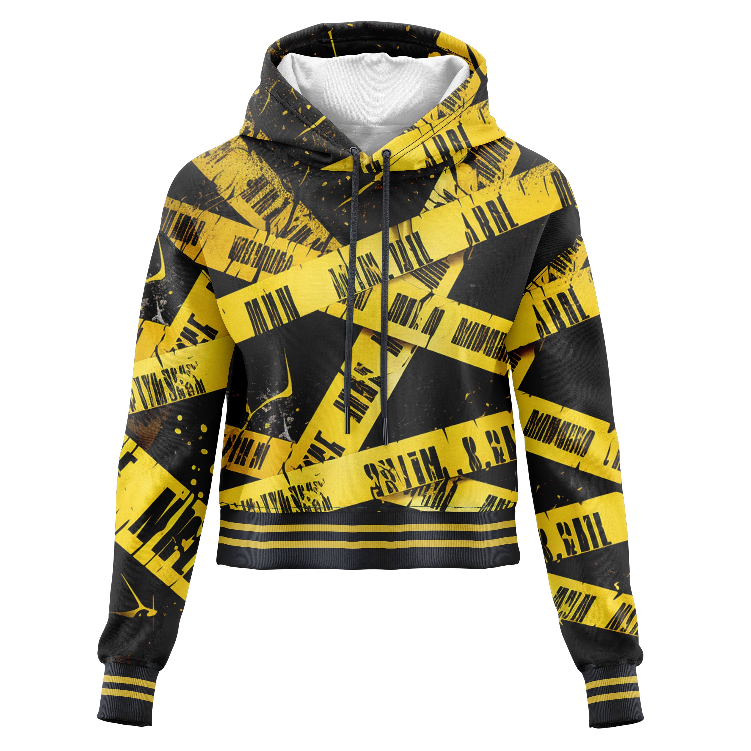 Caution Cropped Cropped Hoodie