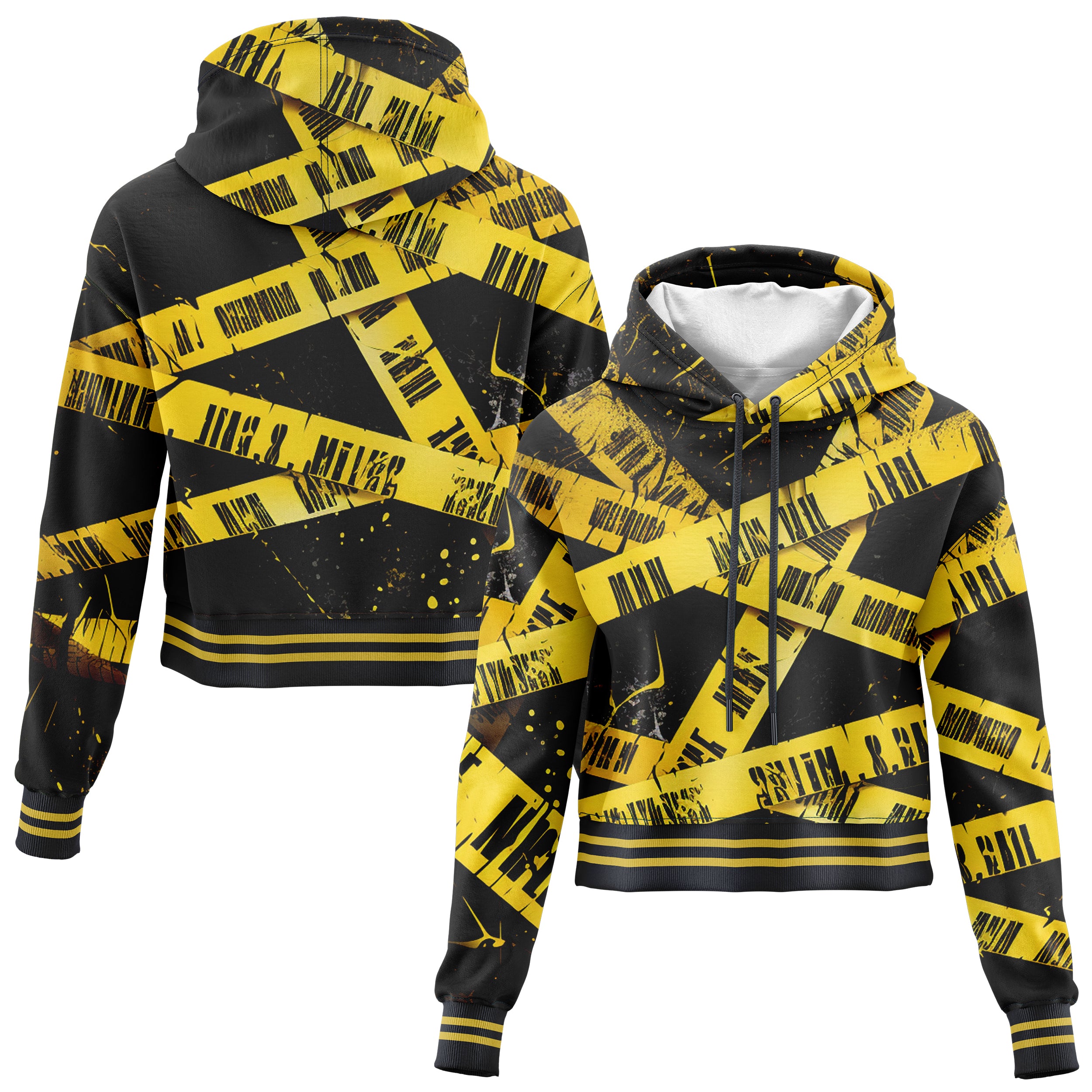 Caution Cropped Cropped Hoodie CH240829Cu009