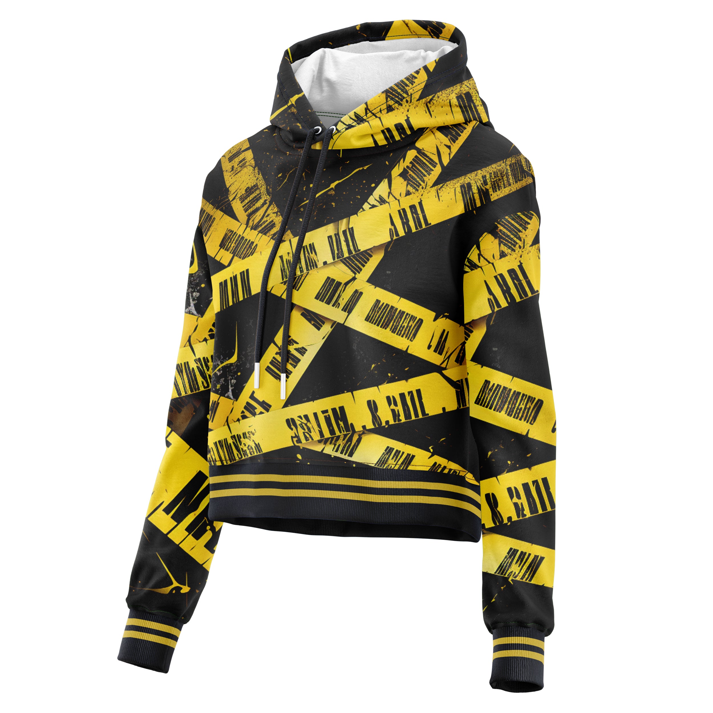 Caution Cropped Cropped Hoodie