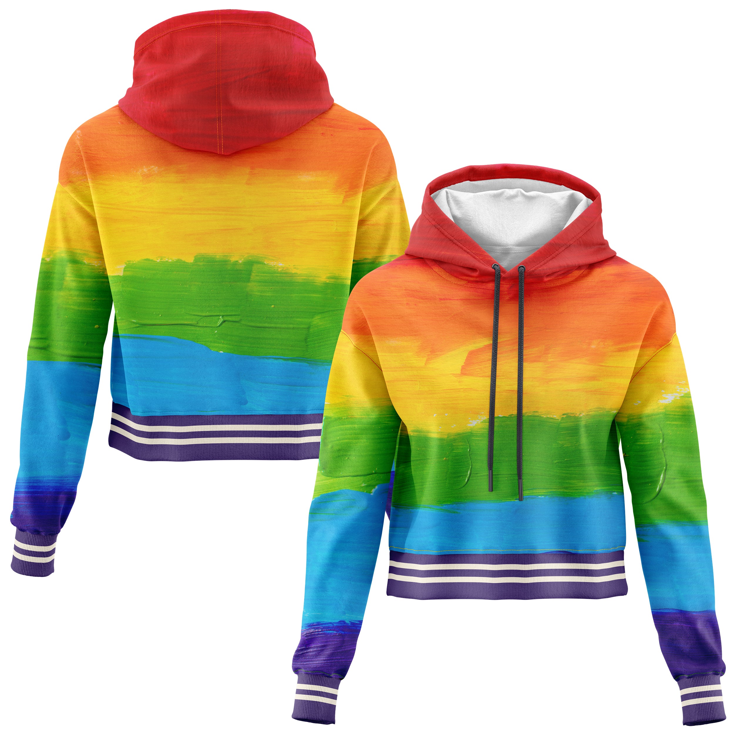 LGBTQ Rainbow Cropped Cropped Hoodie CH240829Lg028