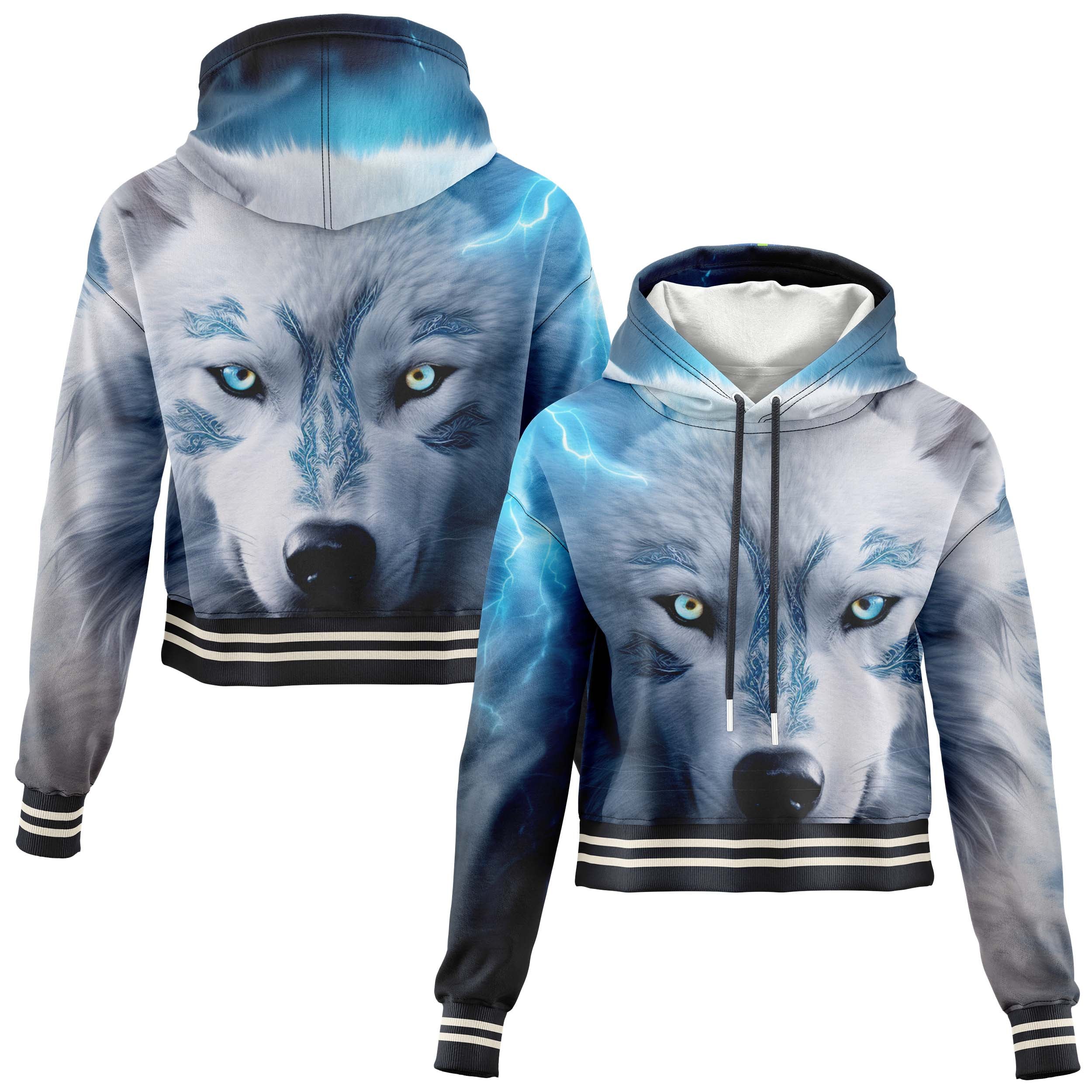 Thunder Wolf Cropped Hoodie CH240829Th031