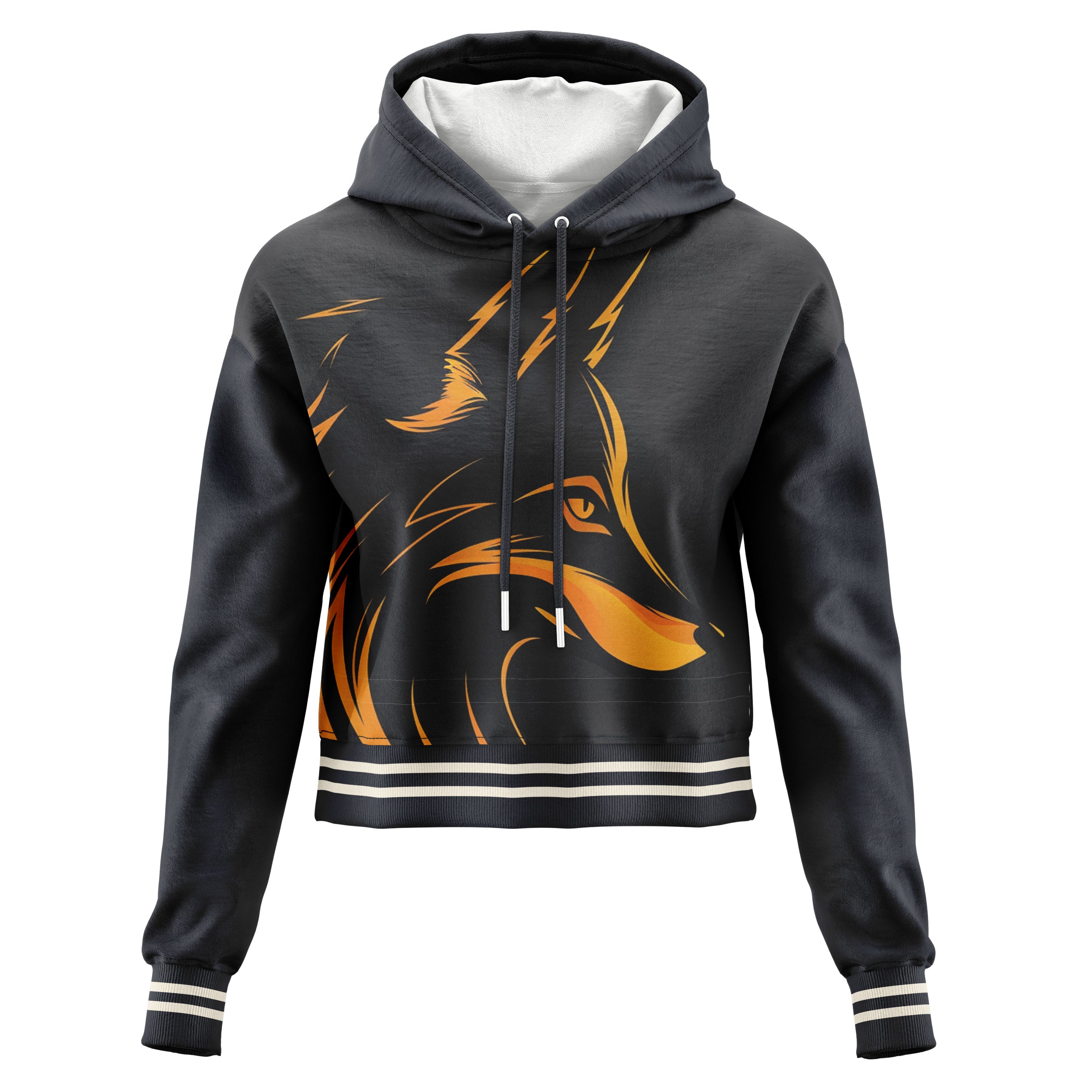 Tribal Fox Cropped Hoodie