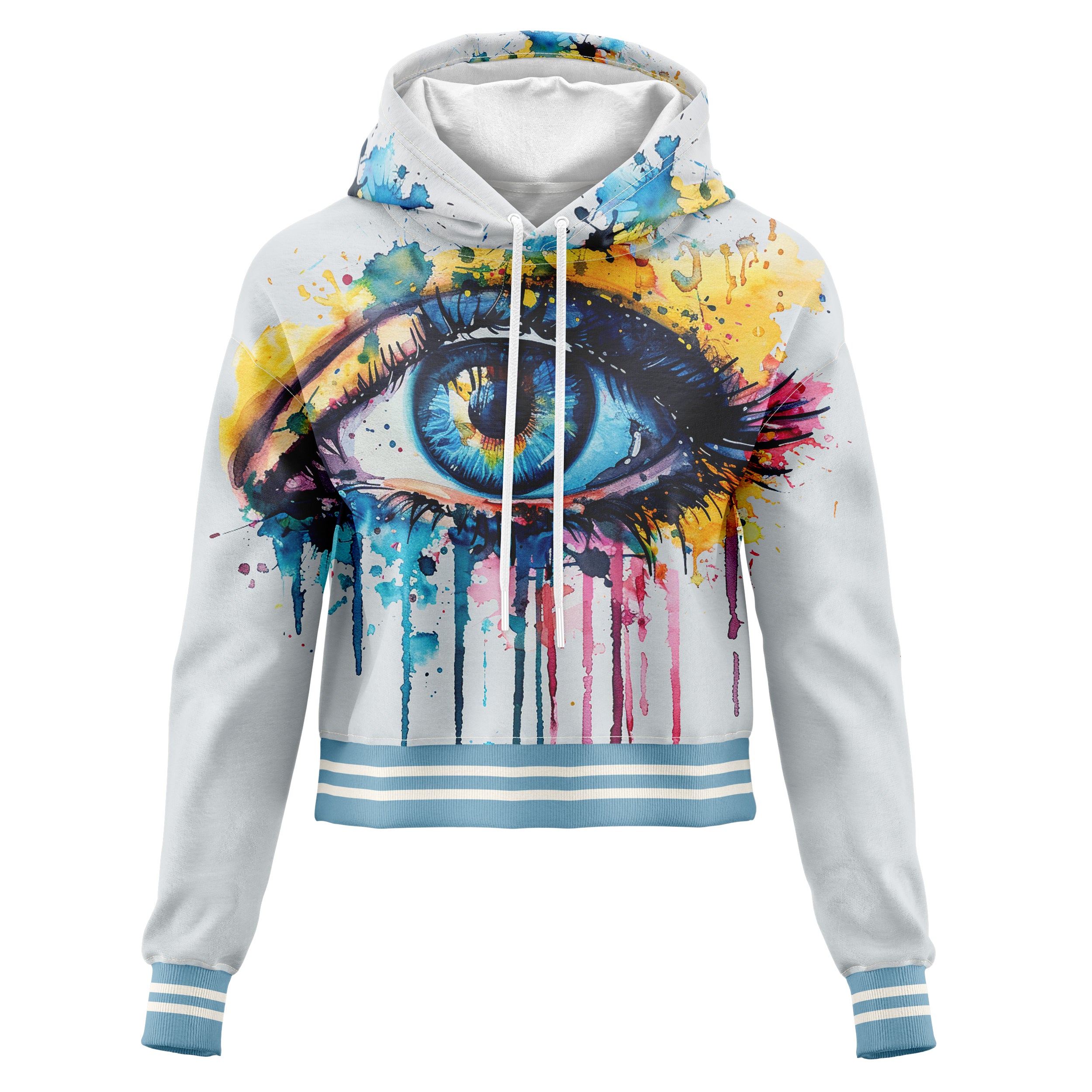 Watercolor Eye Cropped Hoodie