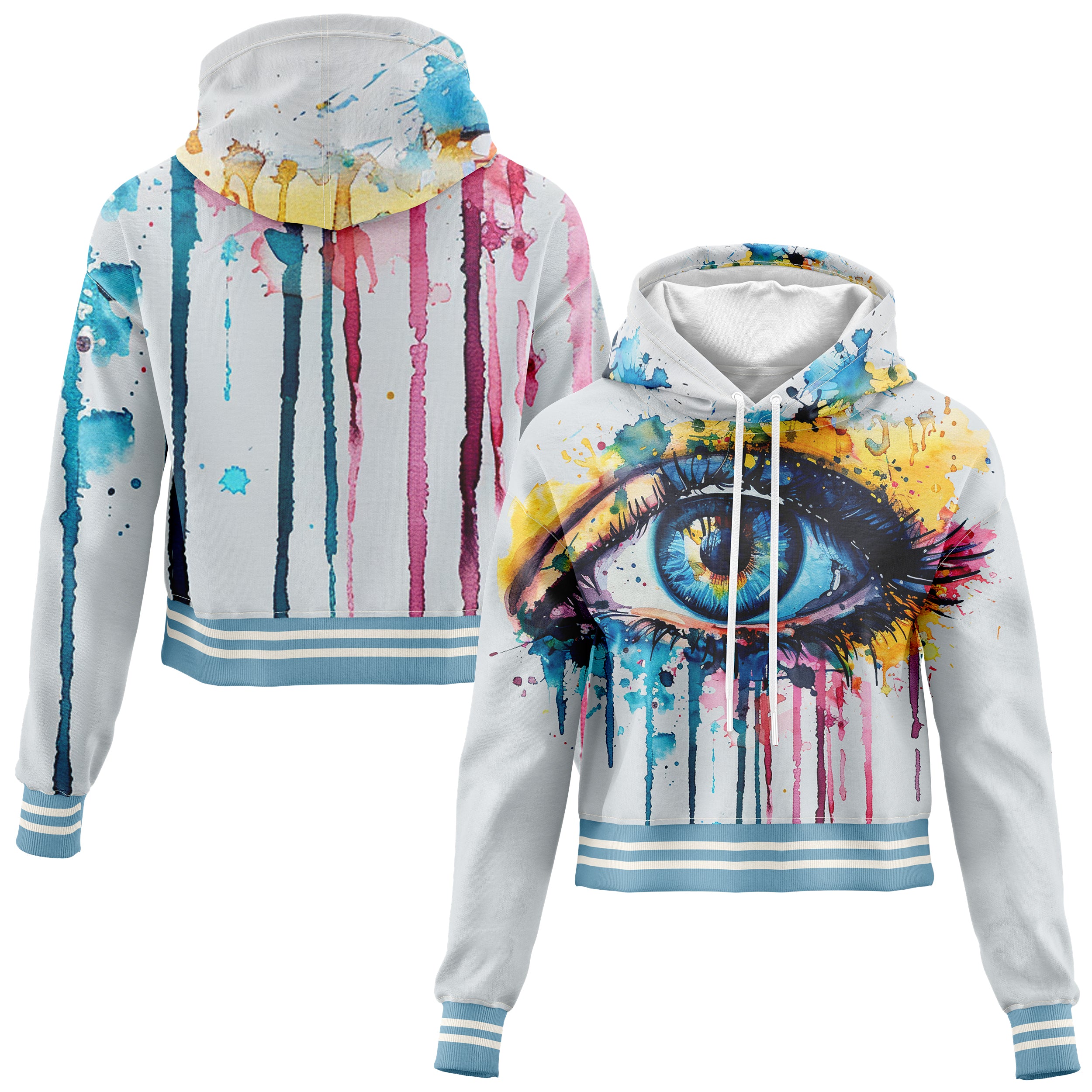 Watercolor Eye Cropped Hoodie CH240829Wa035