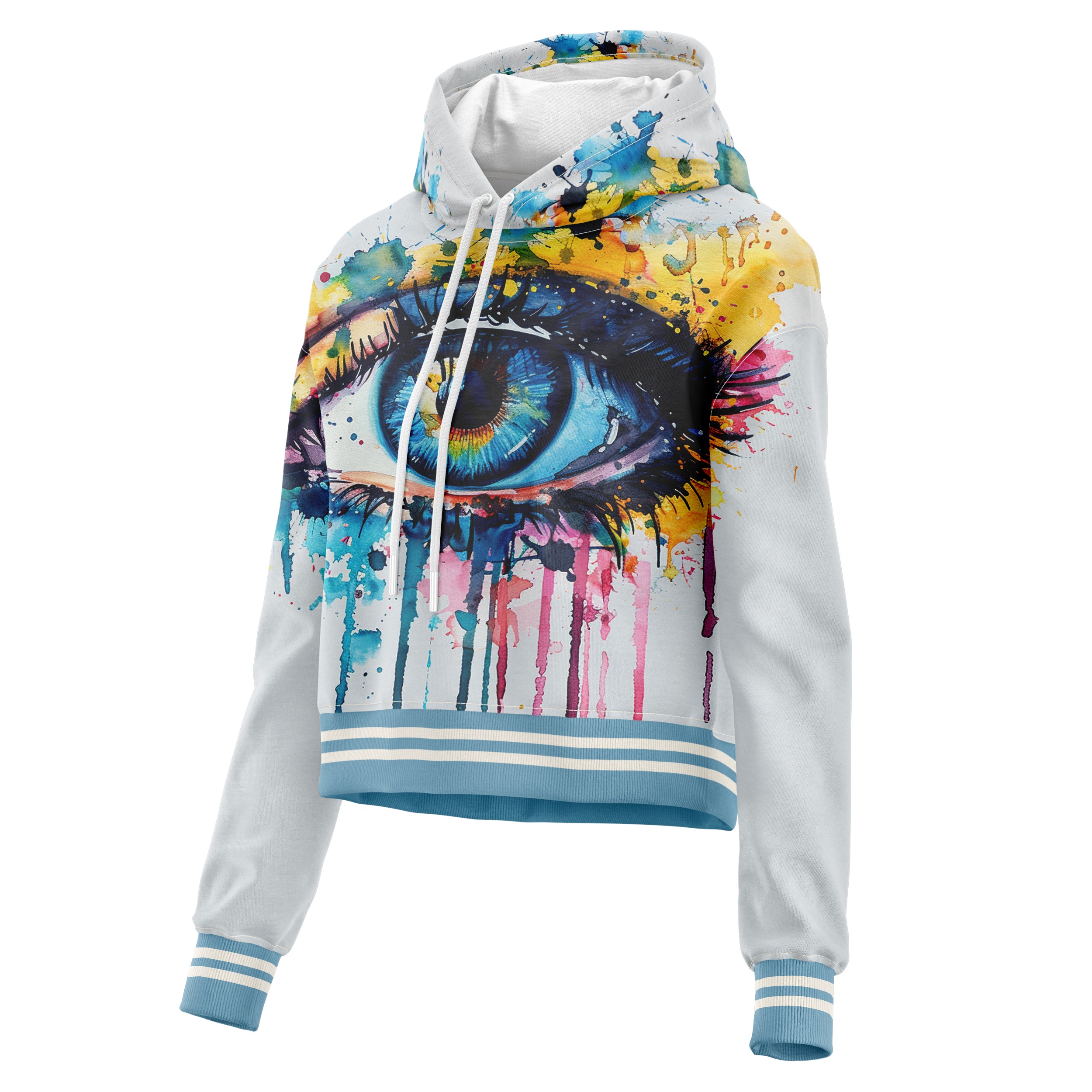 Watercolor Eye Cropped Hoodie