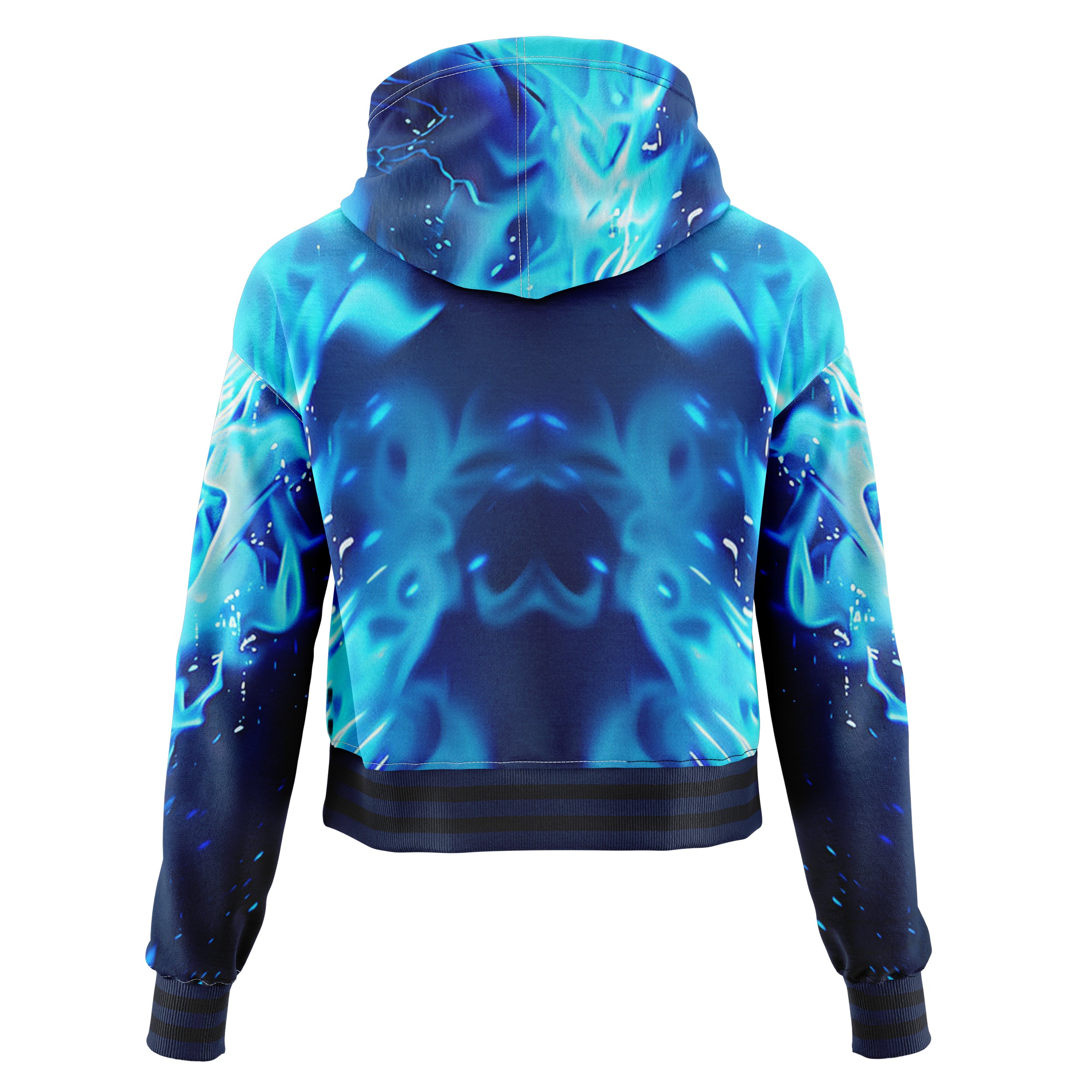 Blue flamed skull Cropped Hoodie