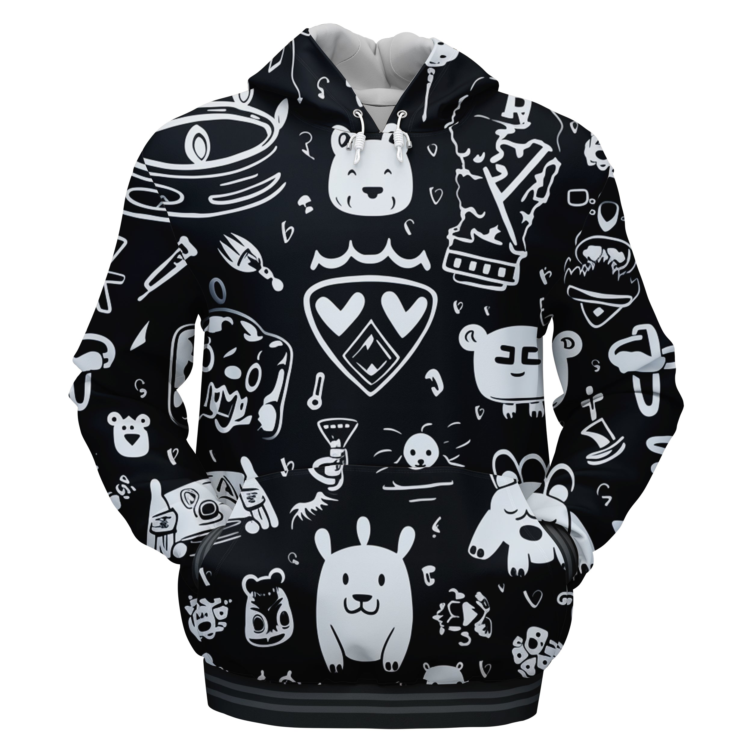 Kings Pattern Black Hoodies