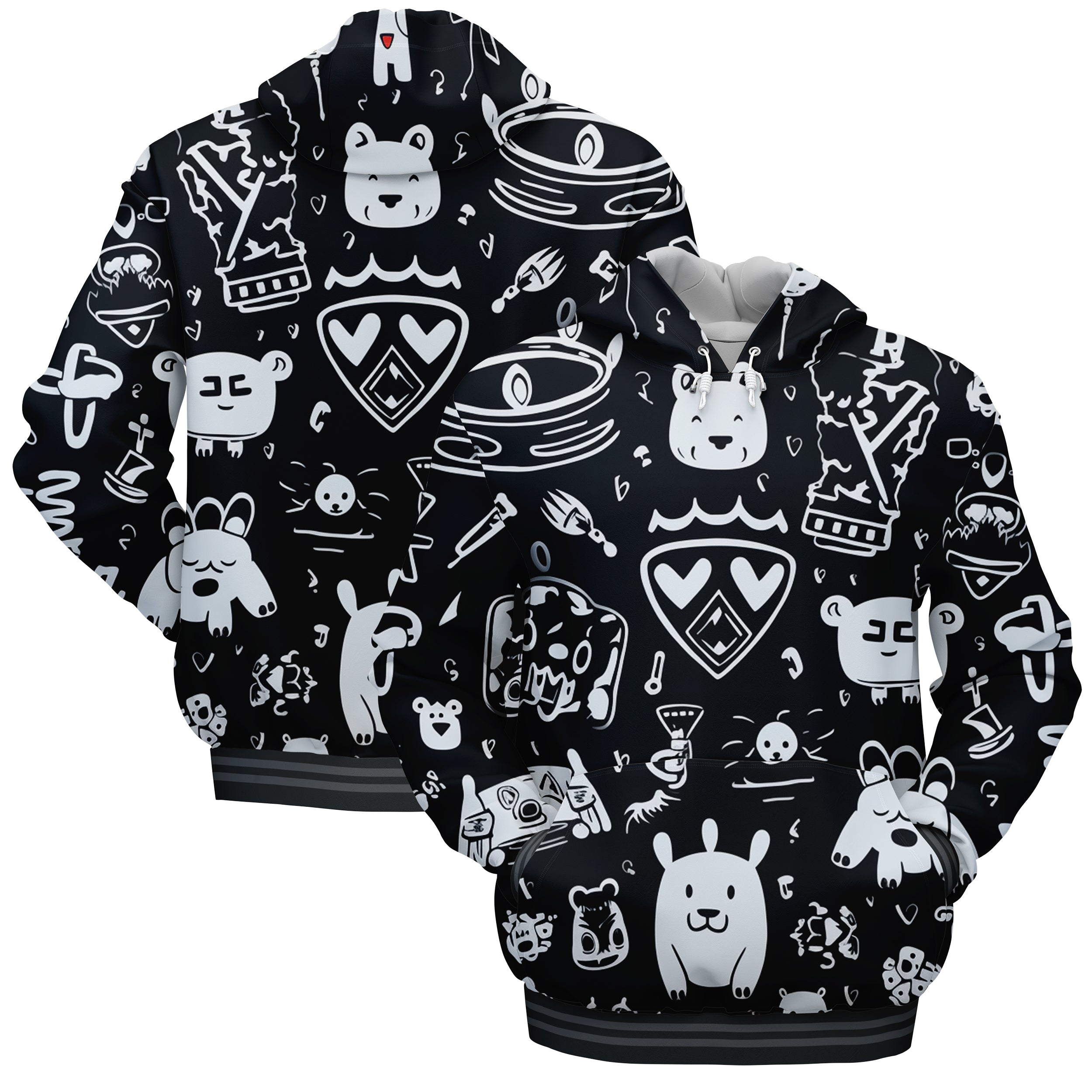 Kings Pattern Black Hoodies HO240829Ki027