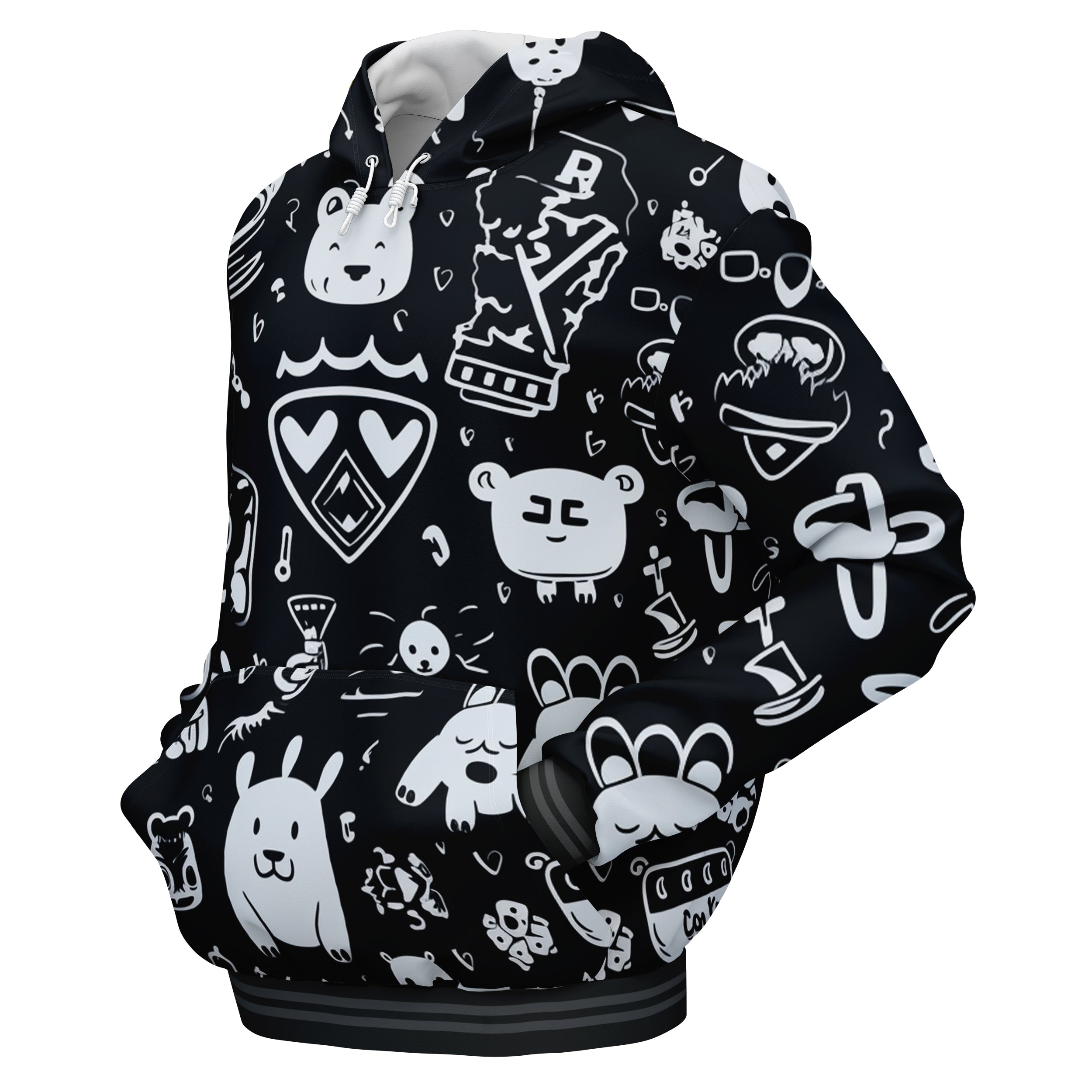 Kings Pattern Black Hoodies