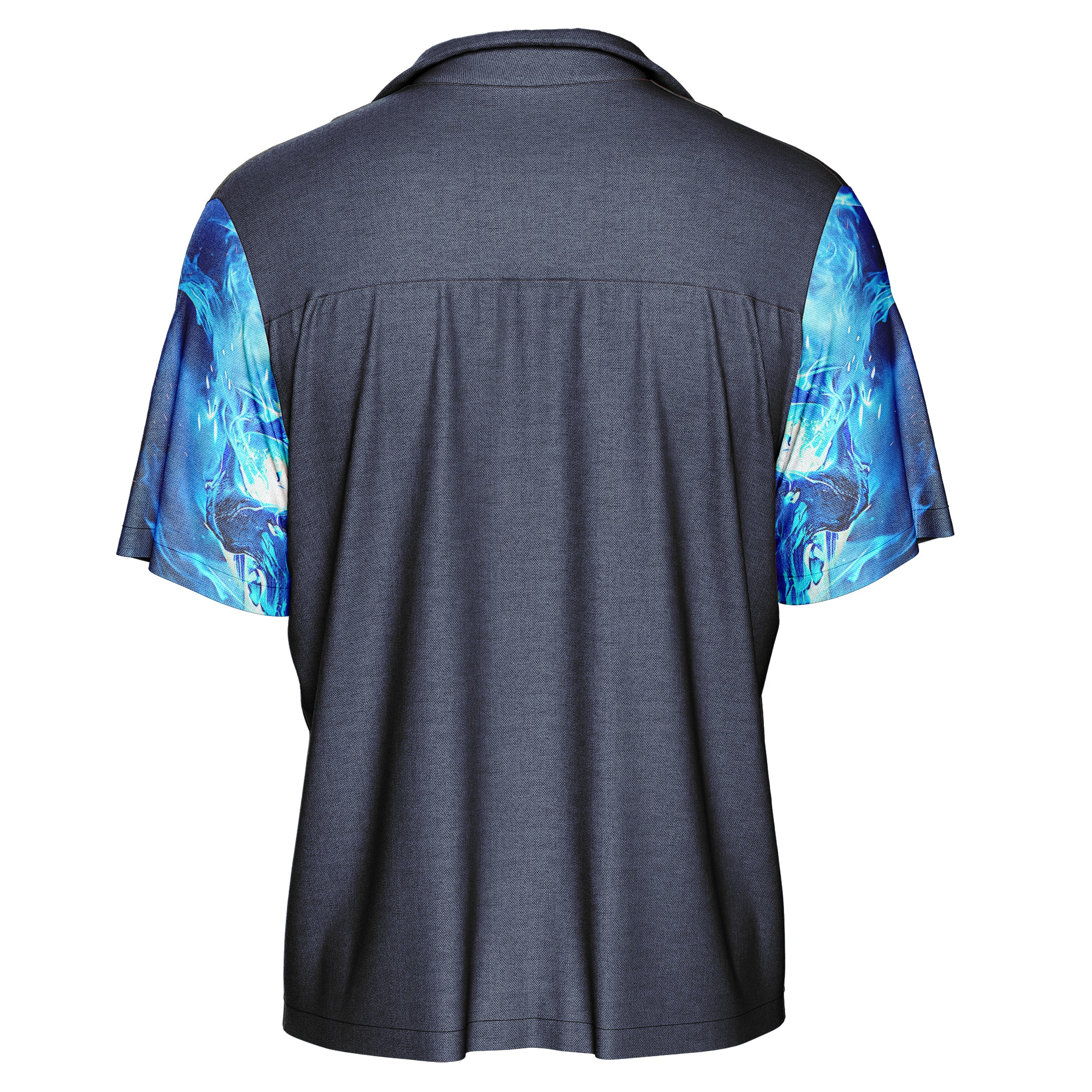 Blue flamed skull Hawaiian Shirt