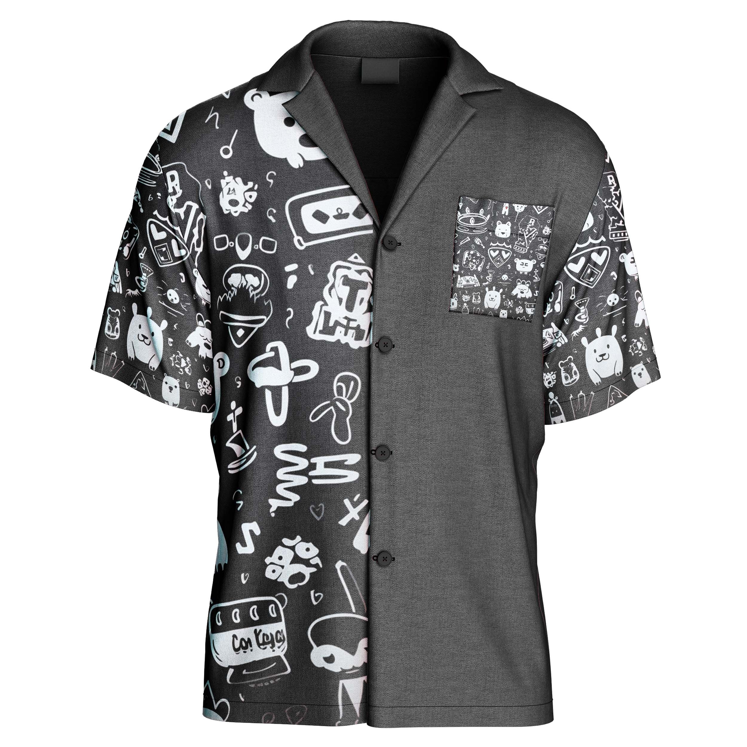 Kings Pattern Black Hawaiian Shirt