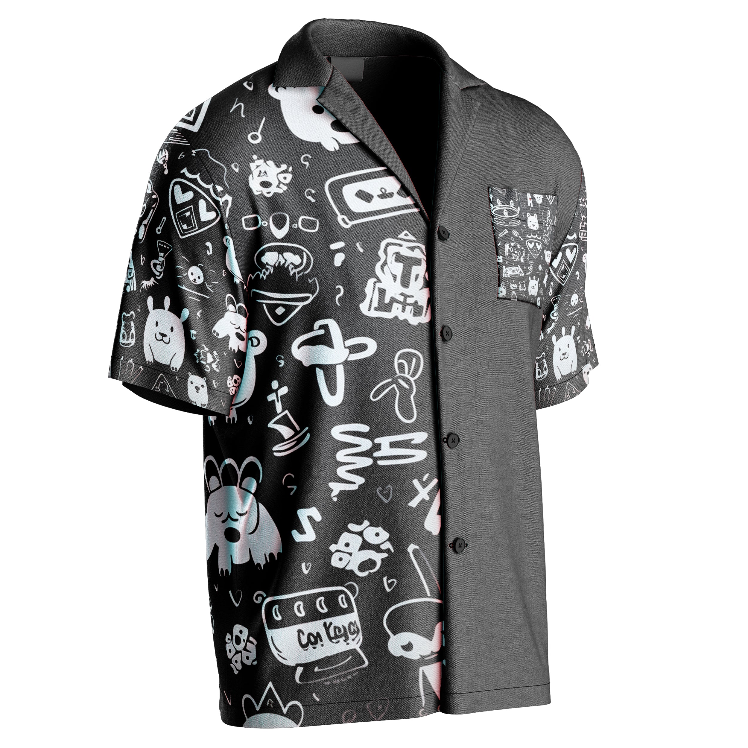 Kings Pattern Black Hawaiian Shirt