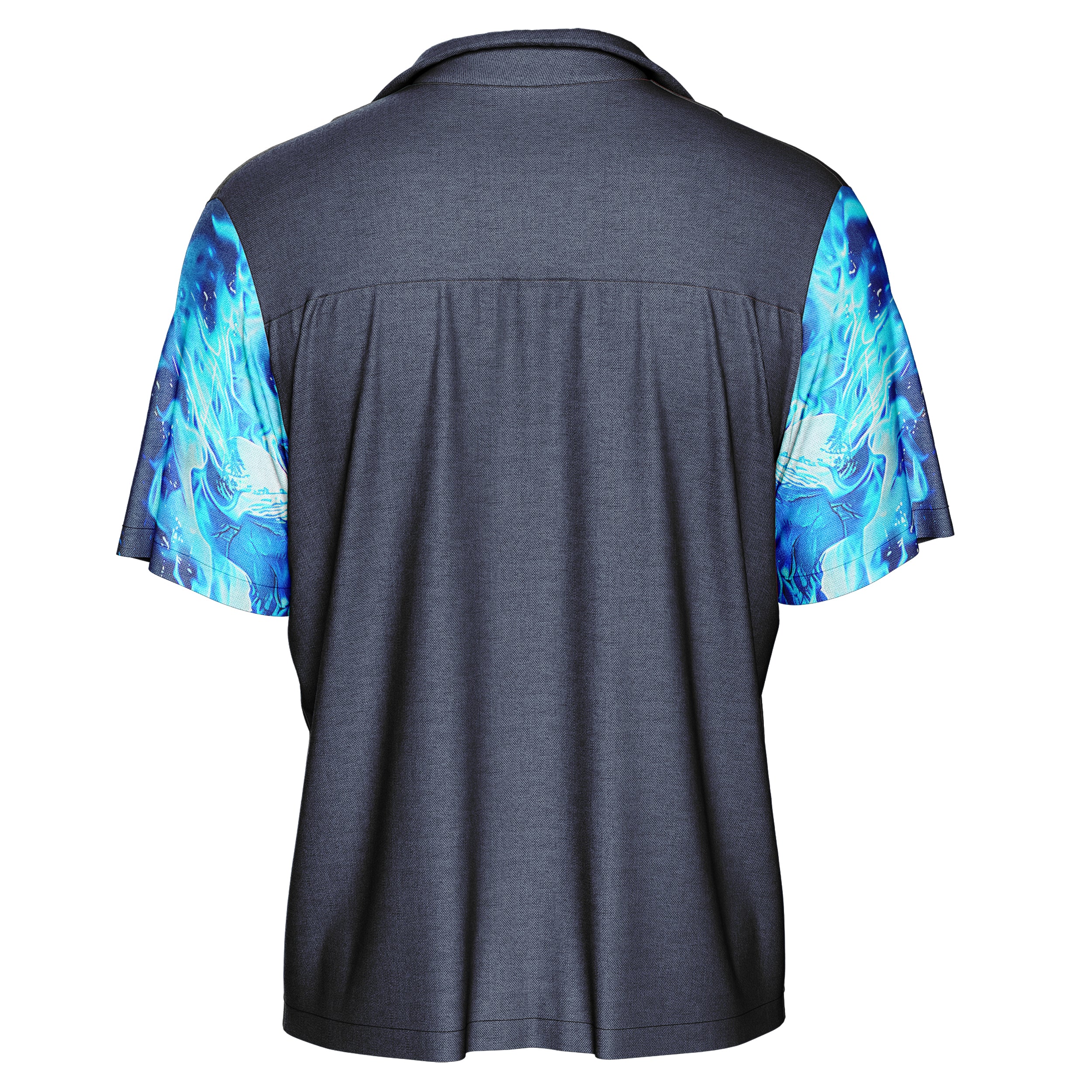 Blue flamed skull Hawaiian Shirt