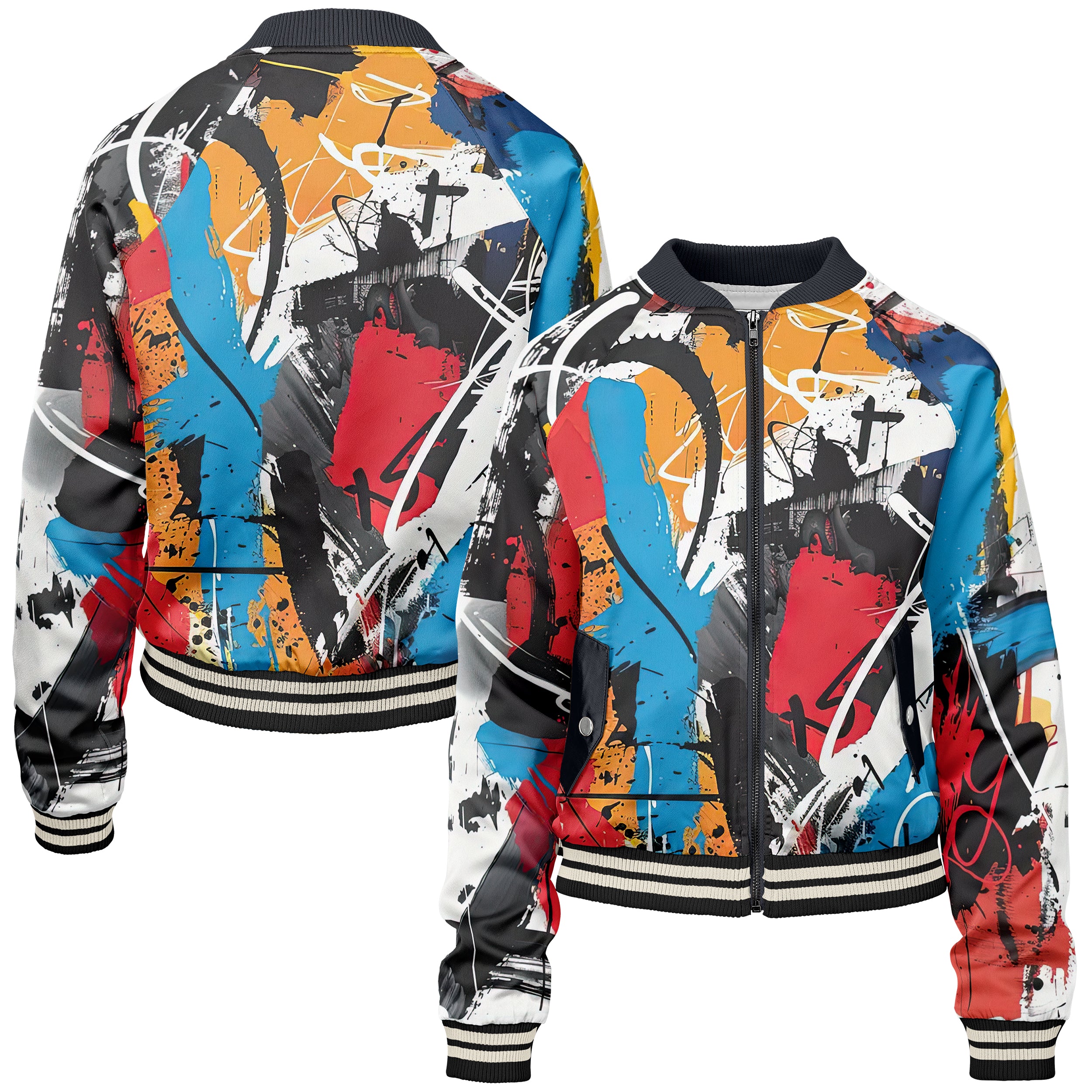 Abstract Paint Women bomber jacket WB240829Ap002