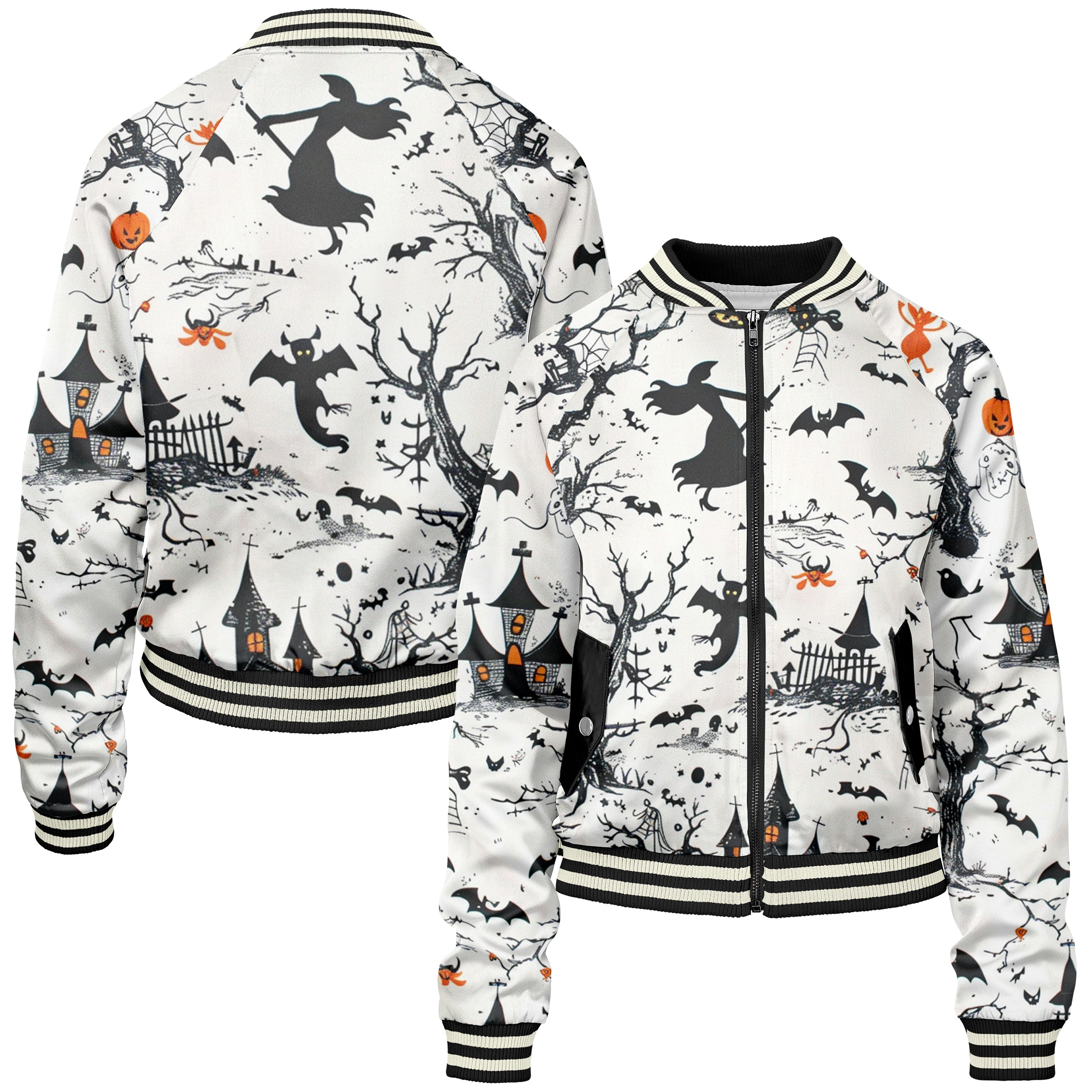 Halloween Pattern Women bomber jacket WB240829Ha038