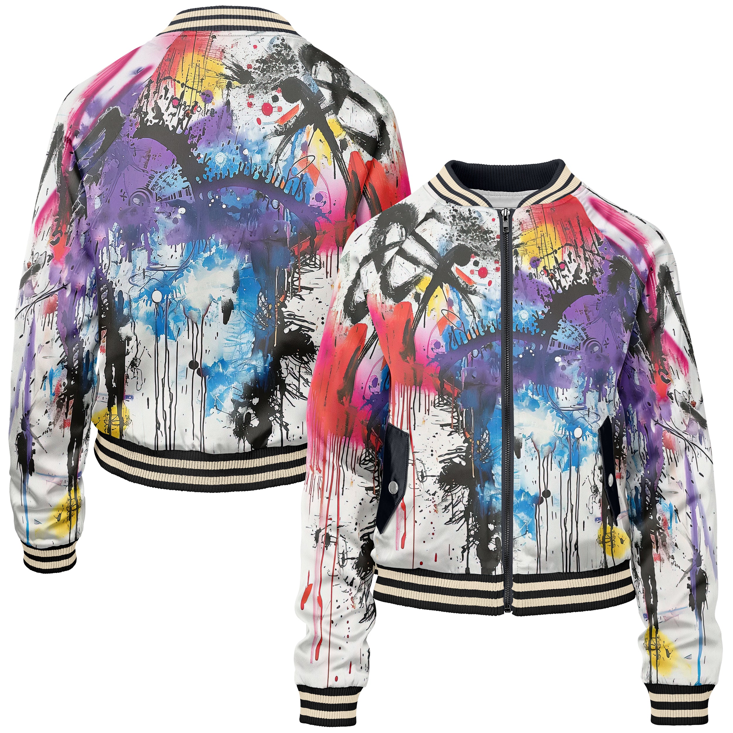 Abstract Paint Women bomber jacket WB240902Ap004