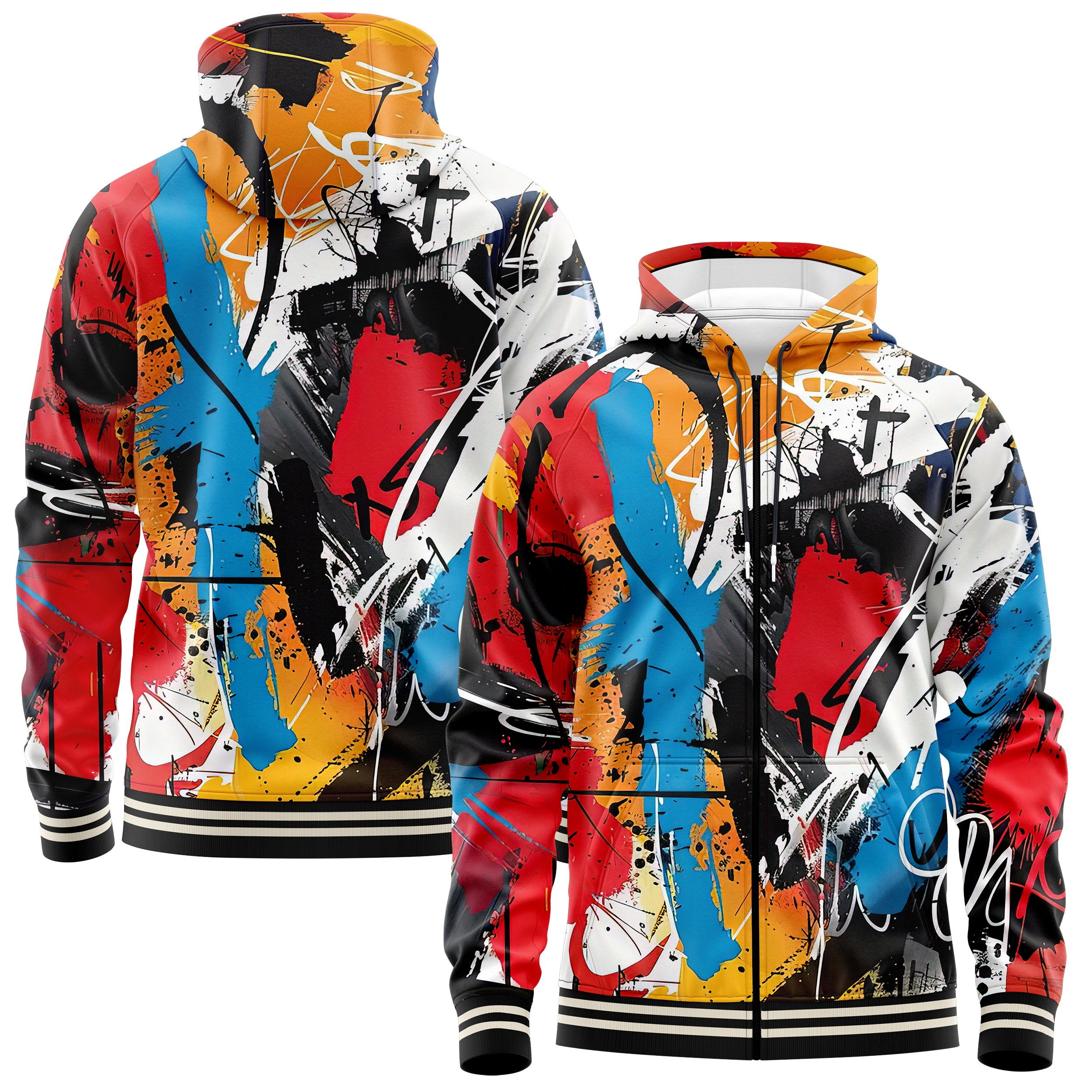 Abstract Paint Zip Up Hoodies ZU240829Ap002