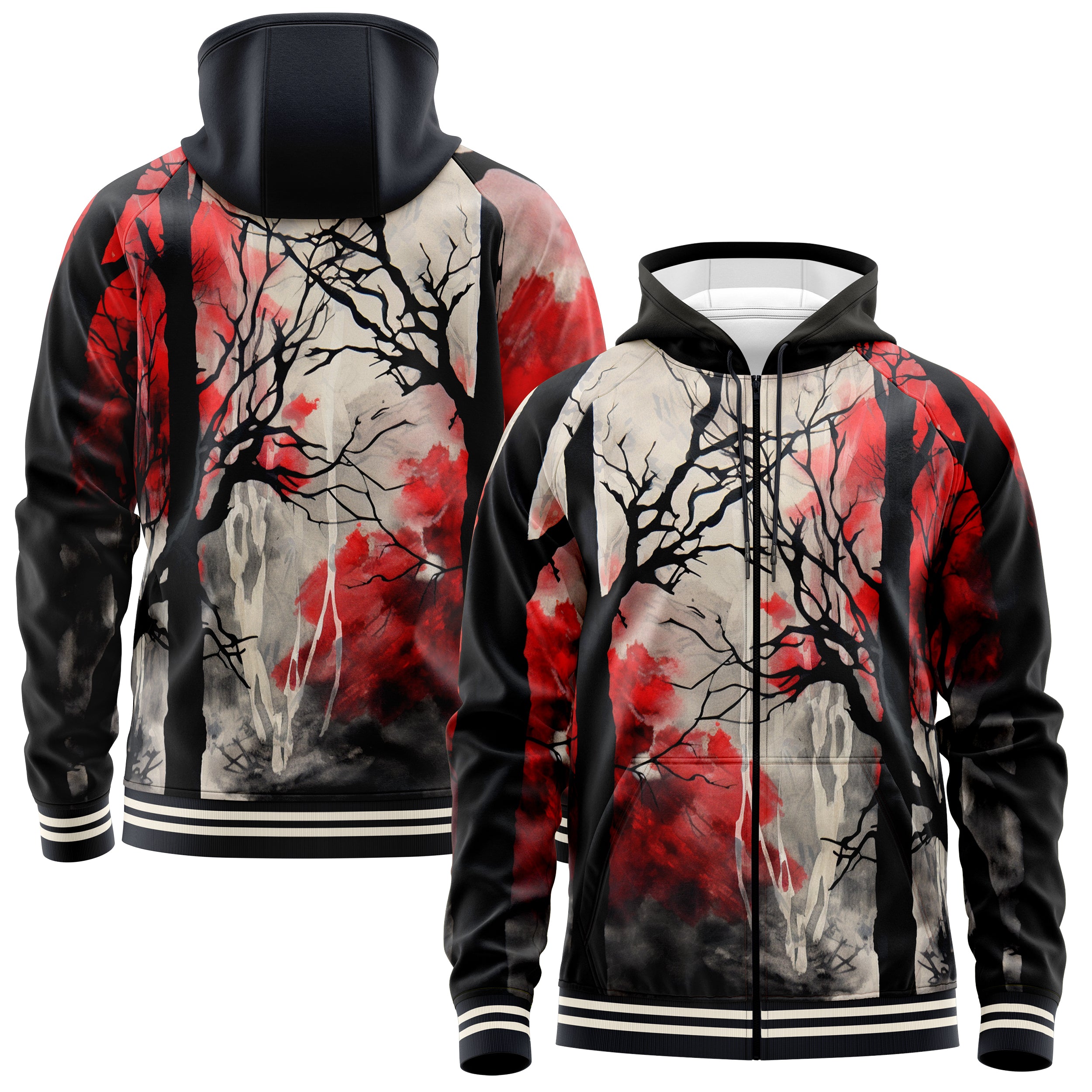 Branches Of Soul Zip Up Hoodies ZU240829Ba010