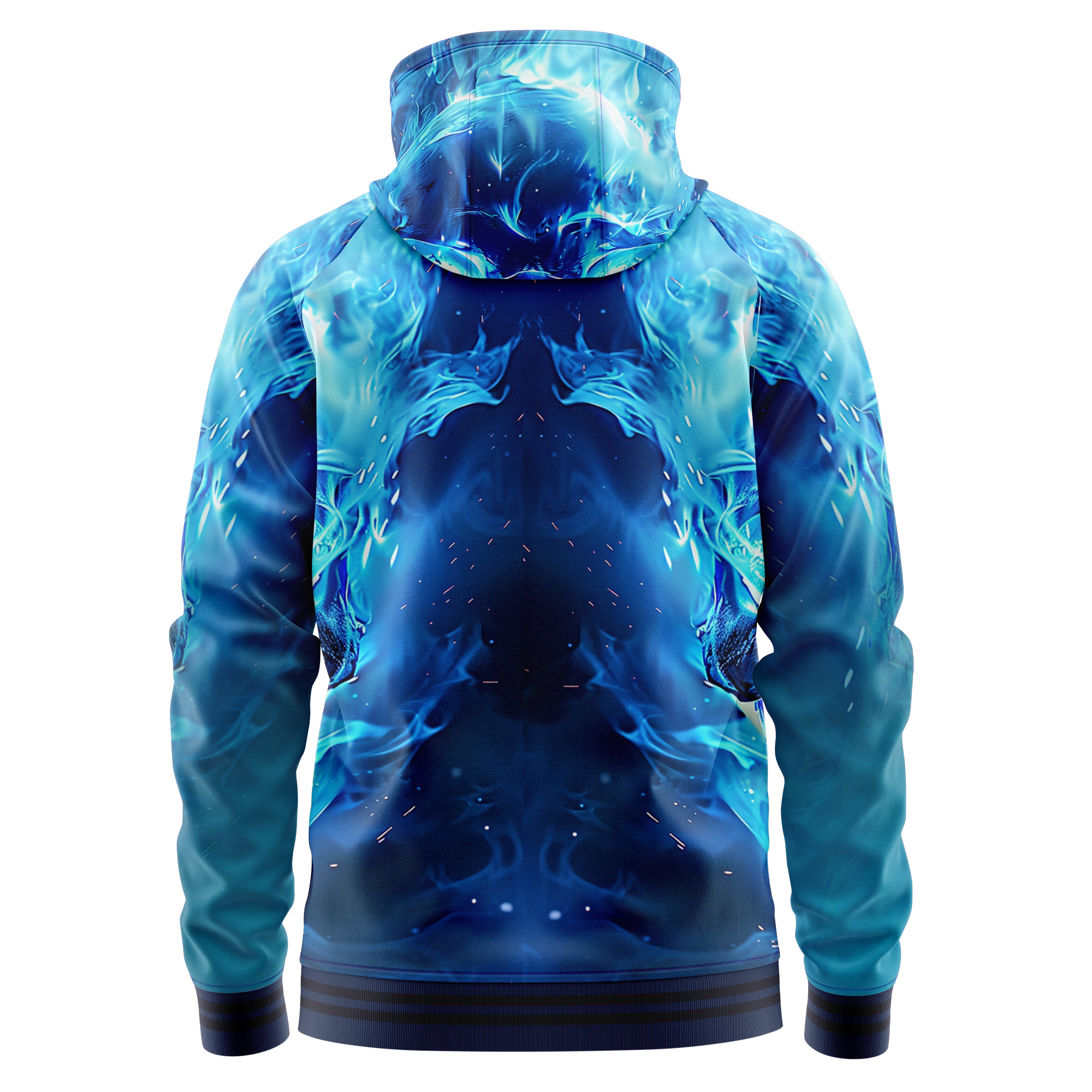 Blue flamed skull Zip Up Hoodies