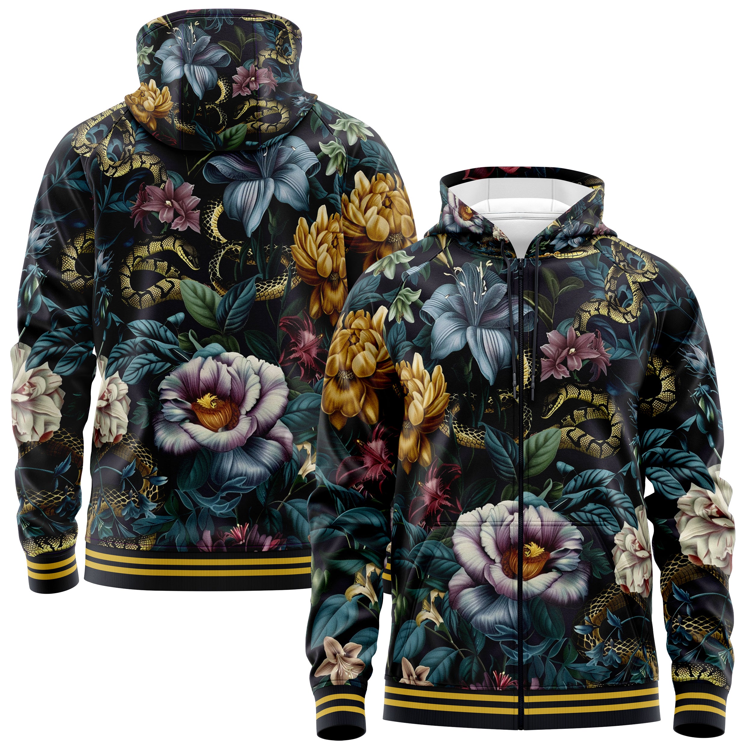 Botanic Realm Zip Up Hoodies ZU240829Bo008