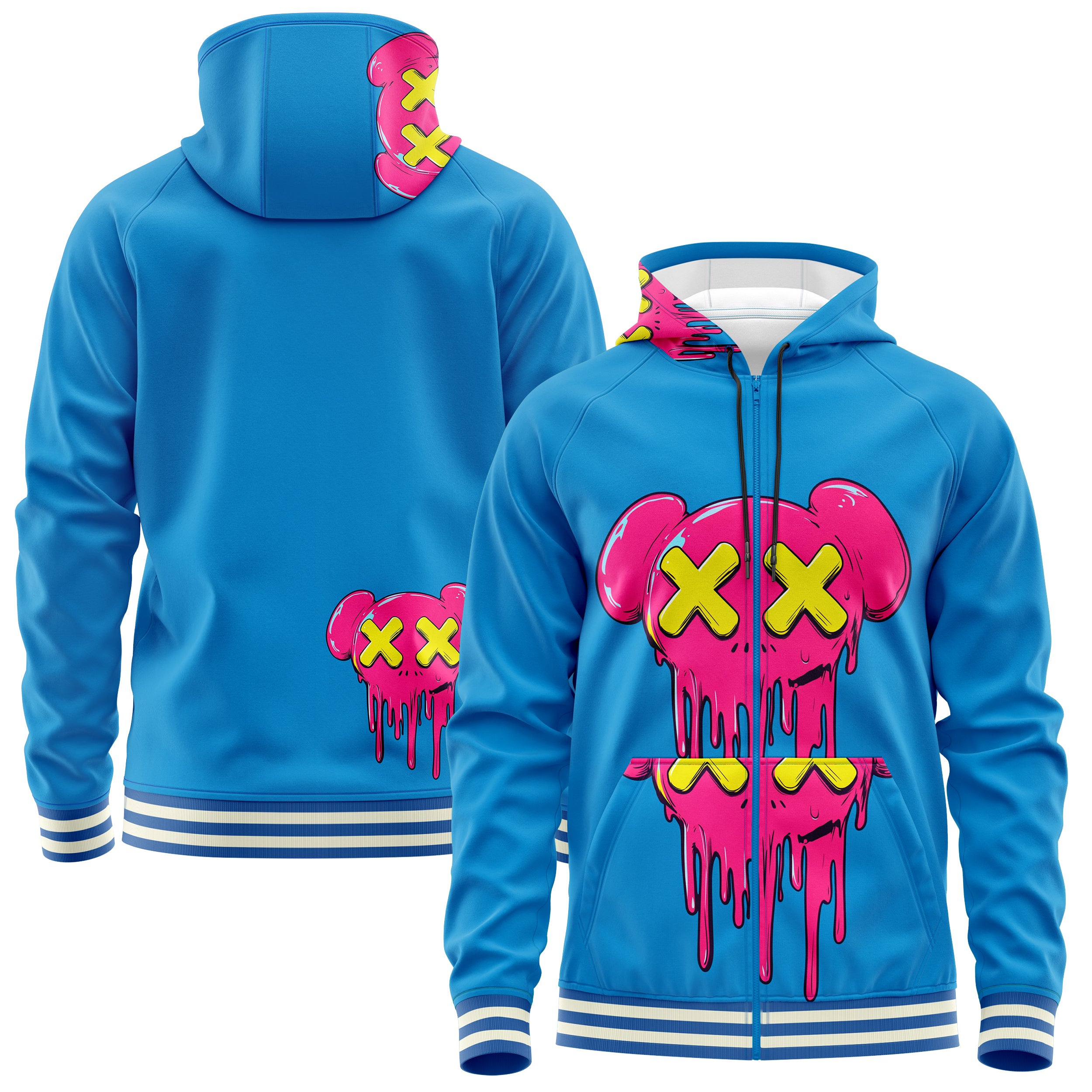 Drip Bear Zip Up Hoodies ZU240829Dp036