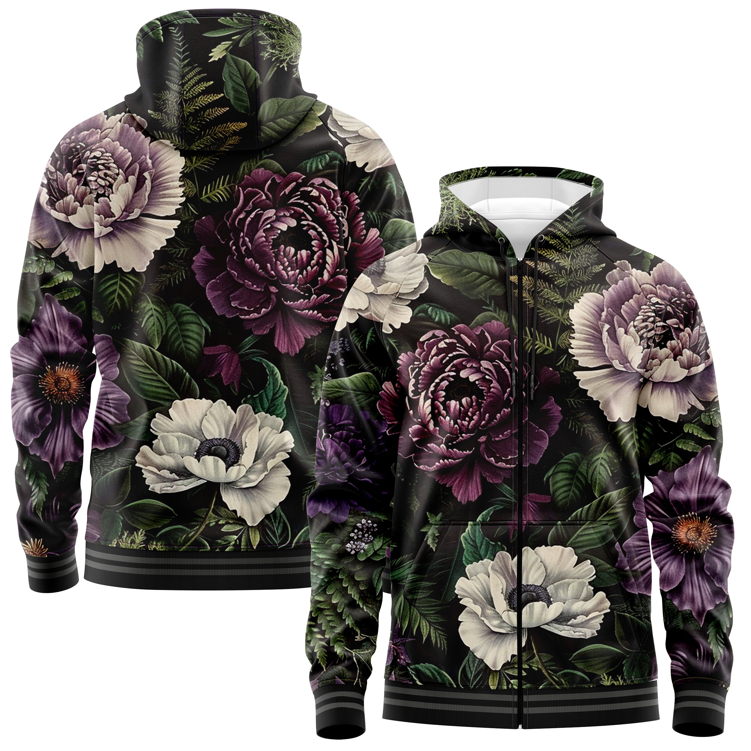 Evening Bouquet Zip Up Hoodies ZU240829Ev016