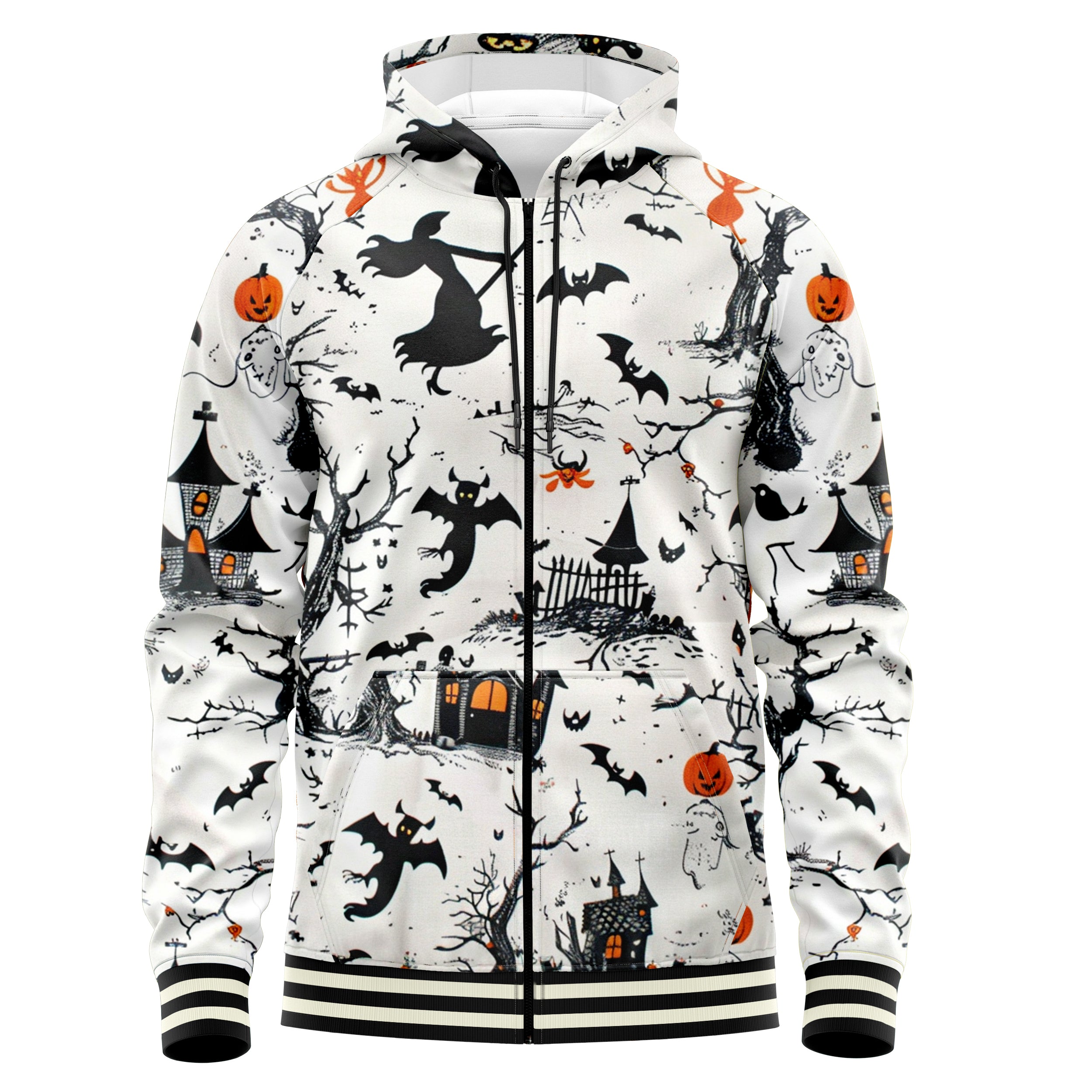 Halloween Pattern Zip Up Hoodies