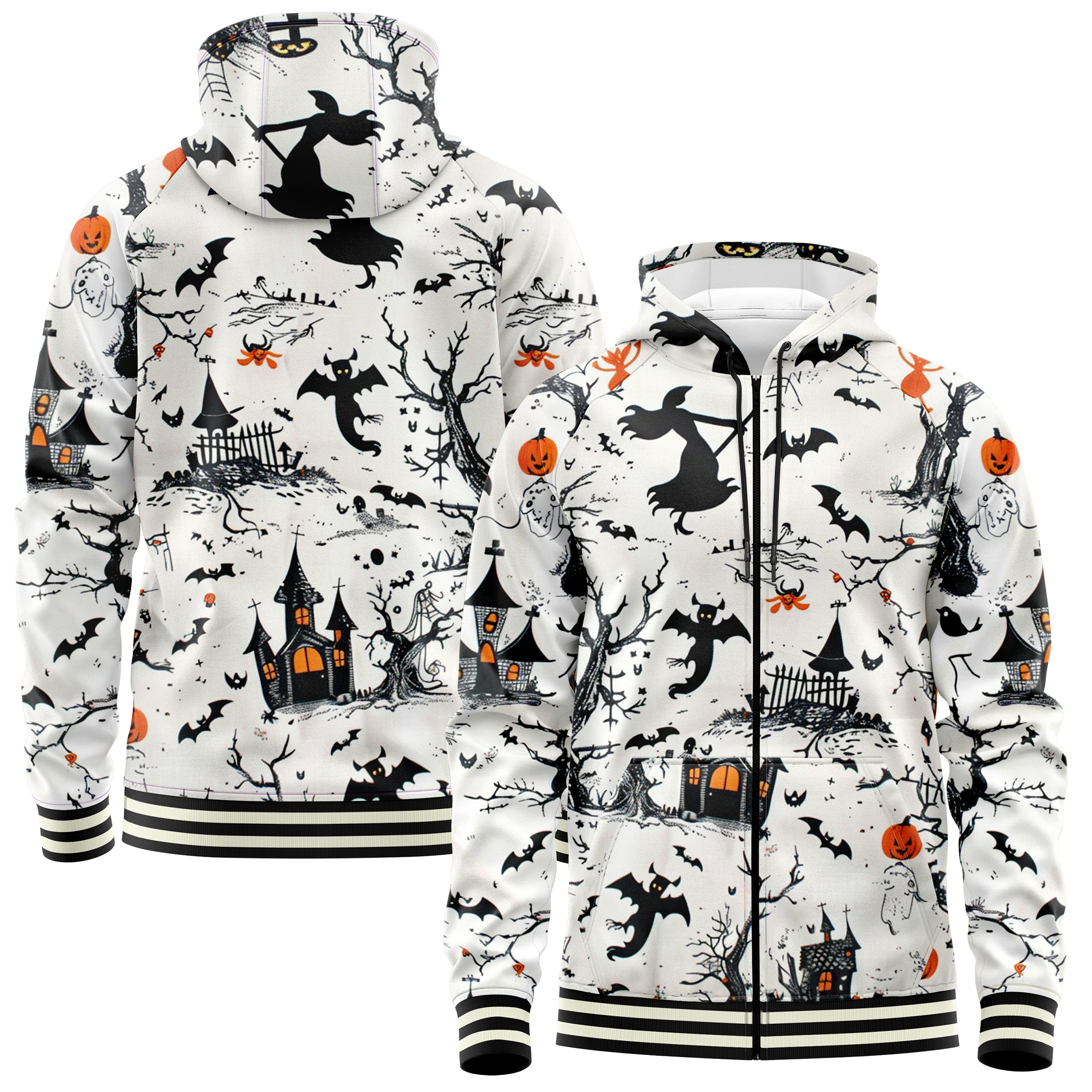 Halloween Pattern Zip Up Hoodies ZU240829Ha038