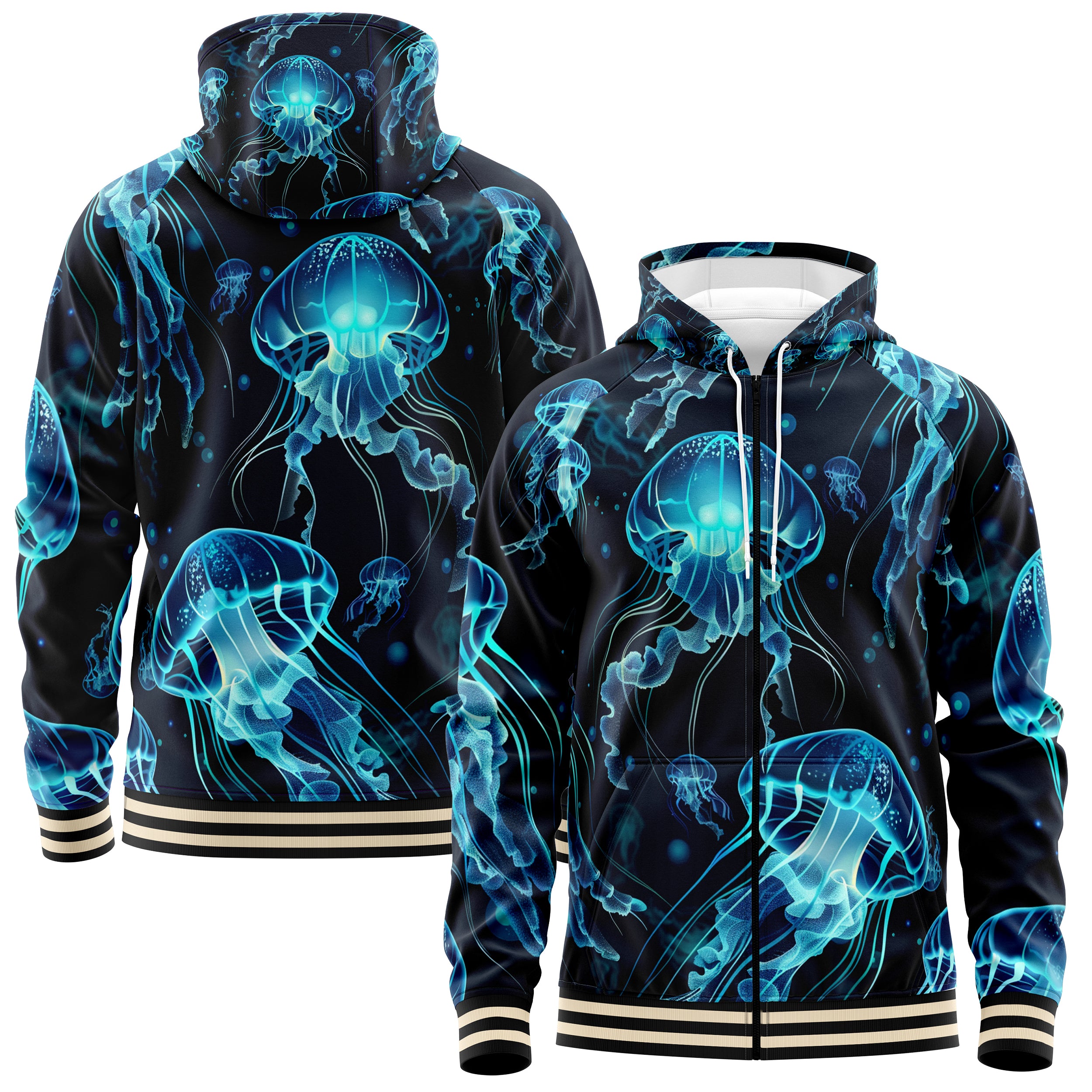 Jelly Fish Zip Up Hoodies ZU240829Je040