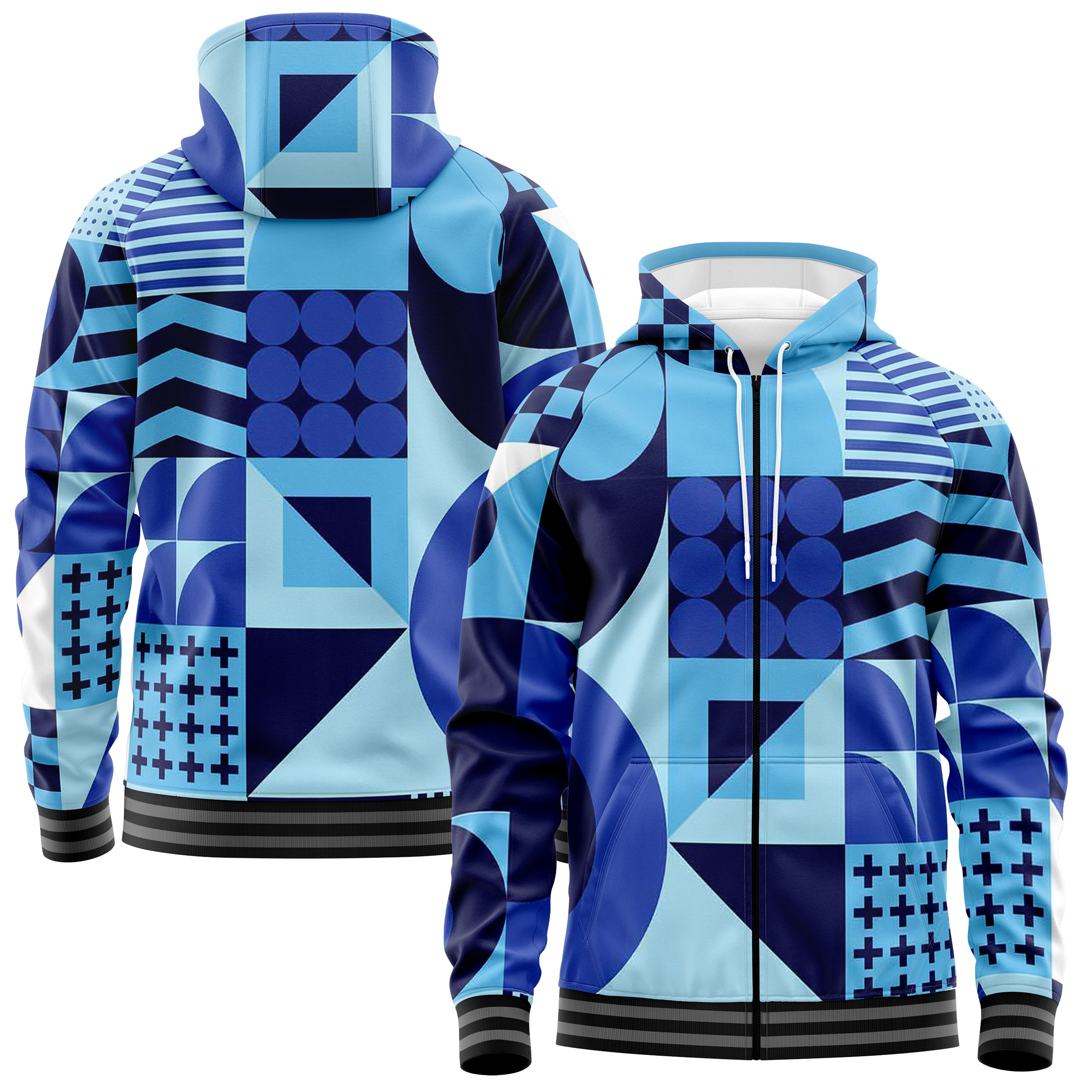 Mosaic Zip Up Hoodies ZU240829Mo042