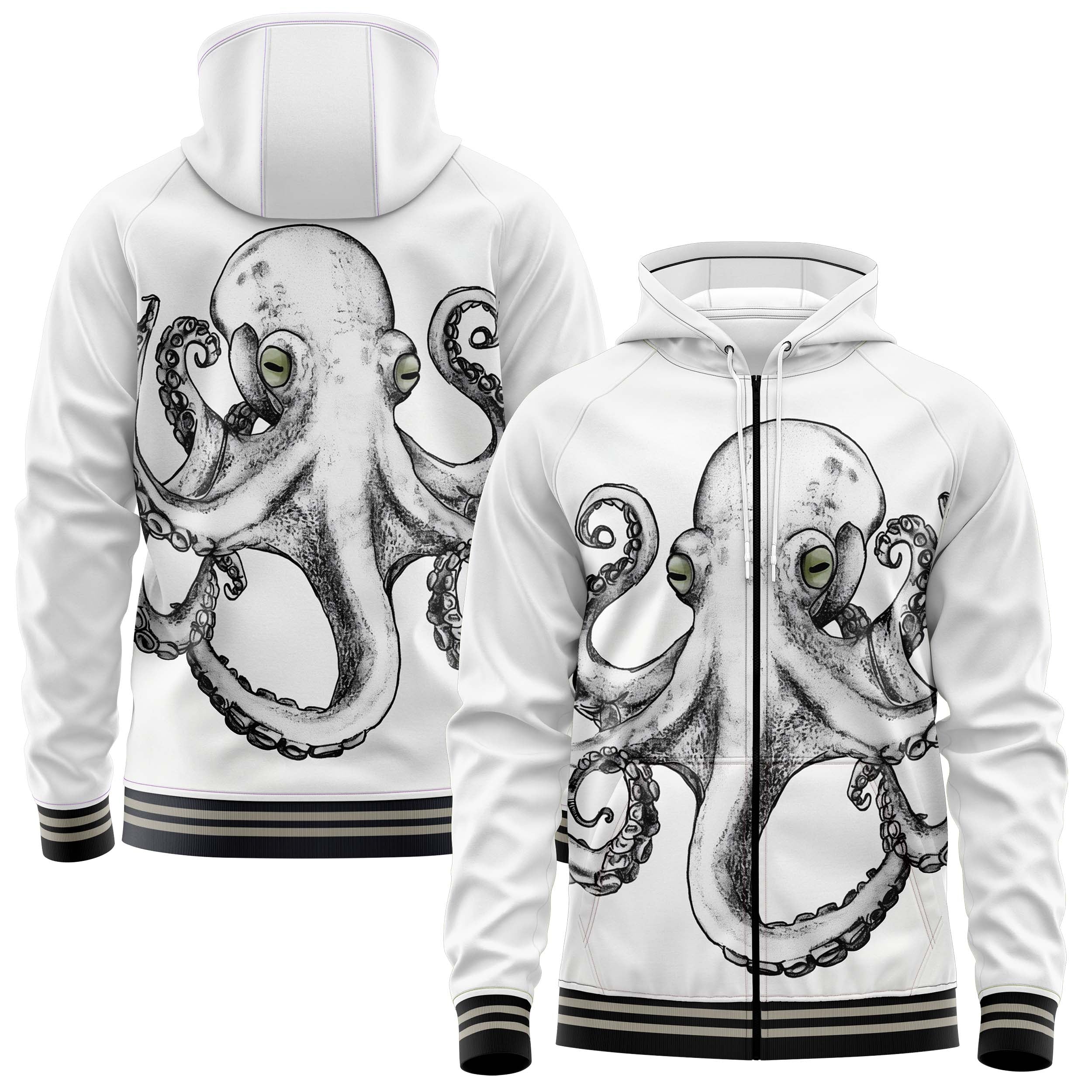 Octopus Zip Up Hoodies ZU240829Oc020