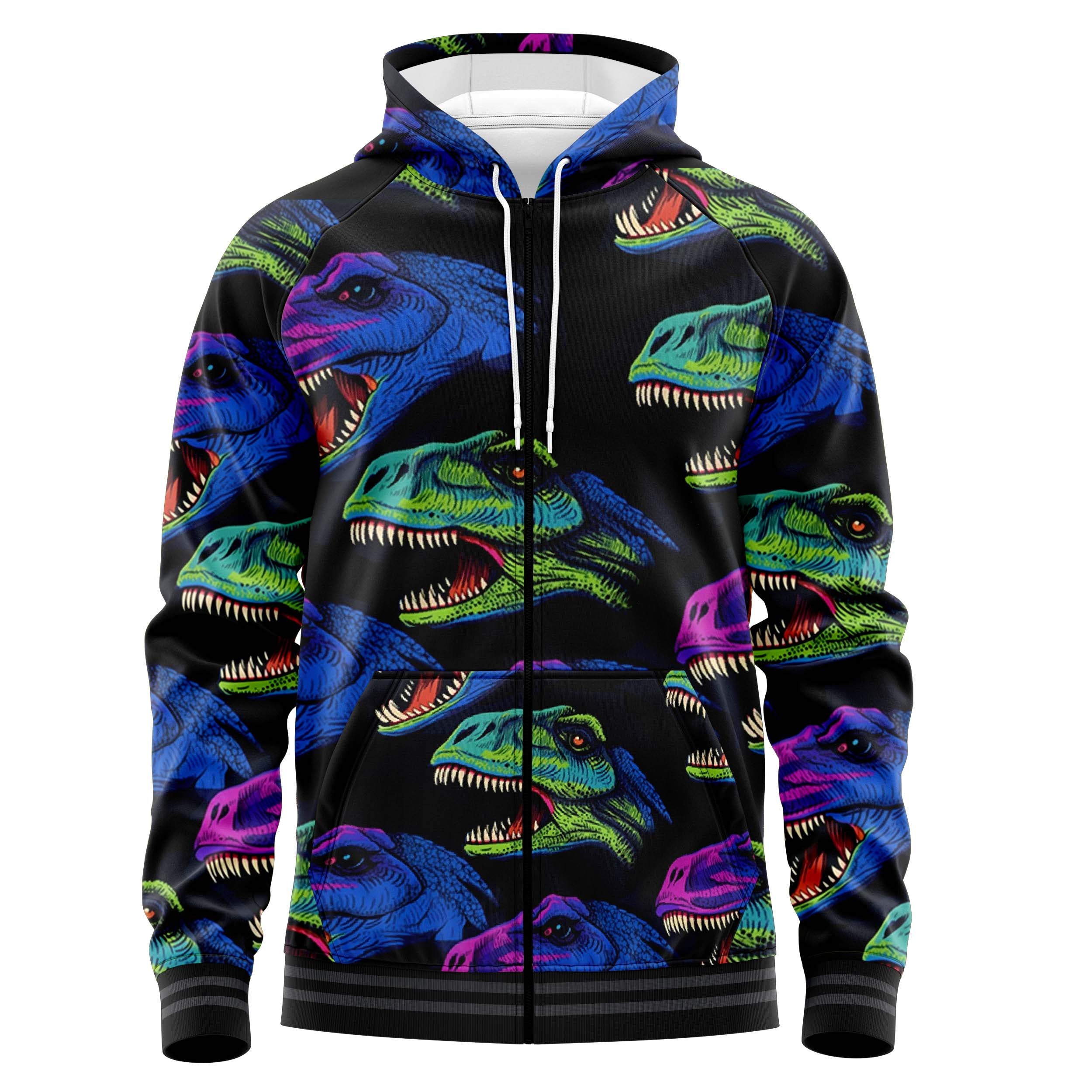 Rex Pattern Zip Up Hoodies