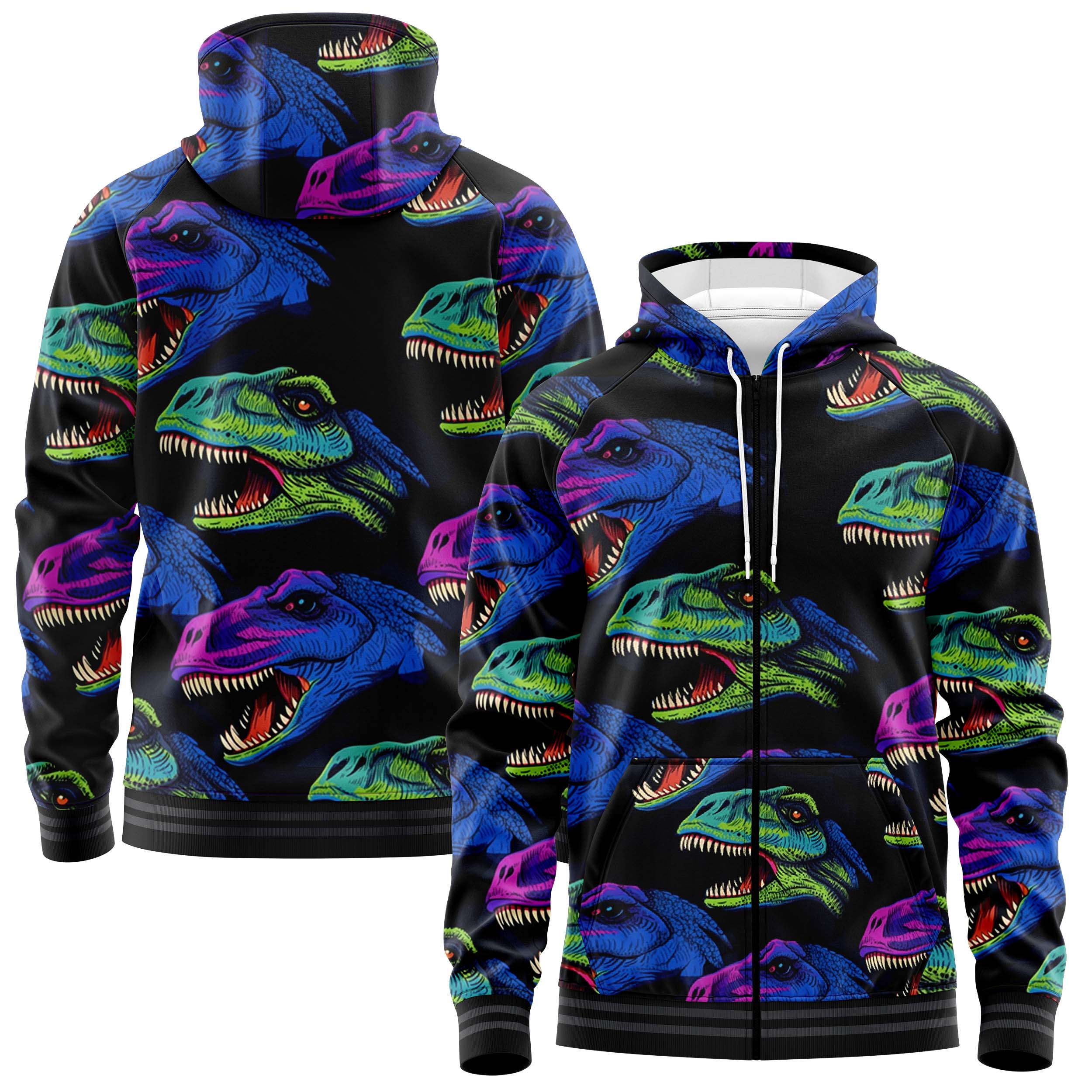 Rex Pattern Zip Up Hoodies ZU240829Re021