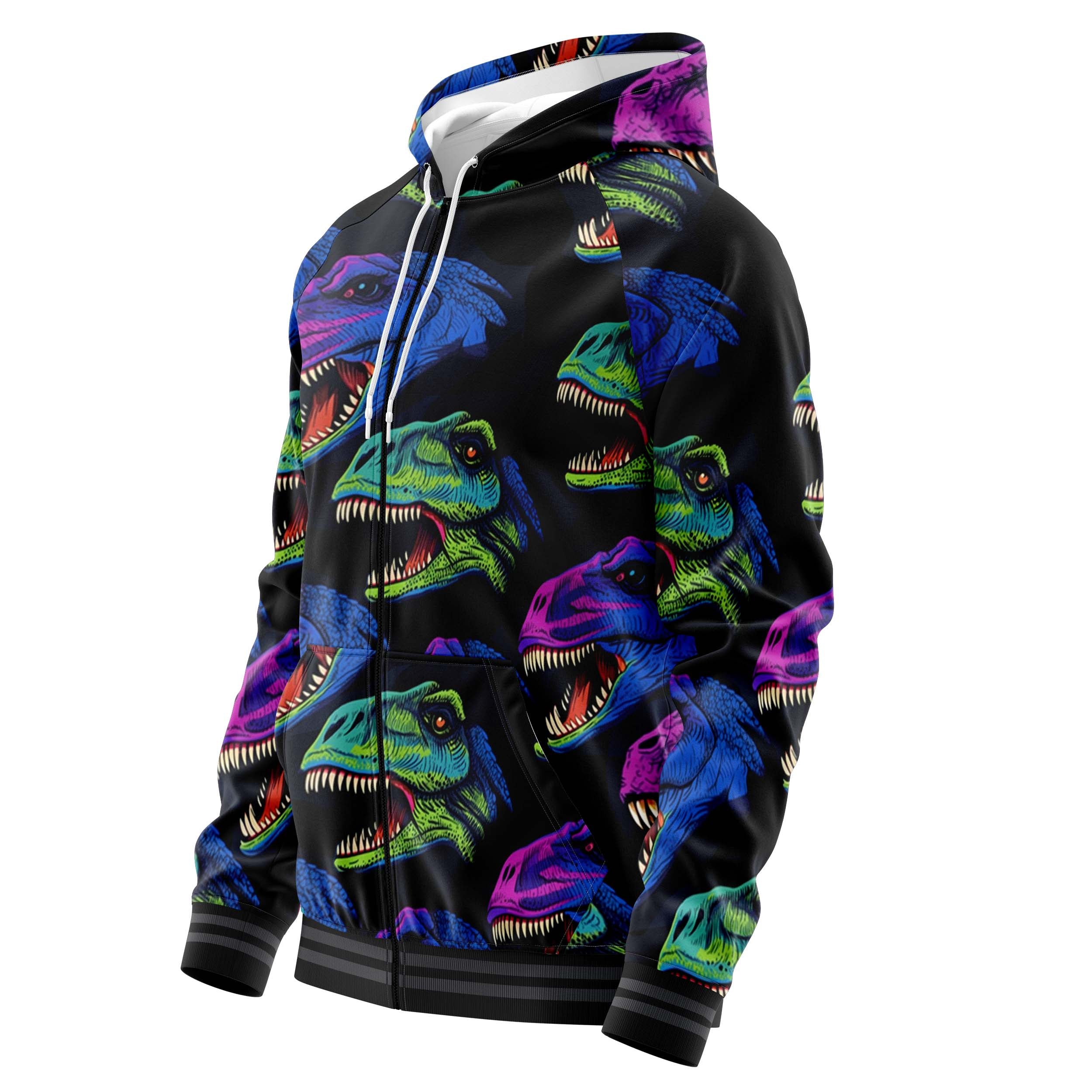 Rex Pattern Zip Up Hoodies