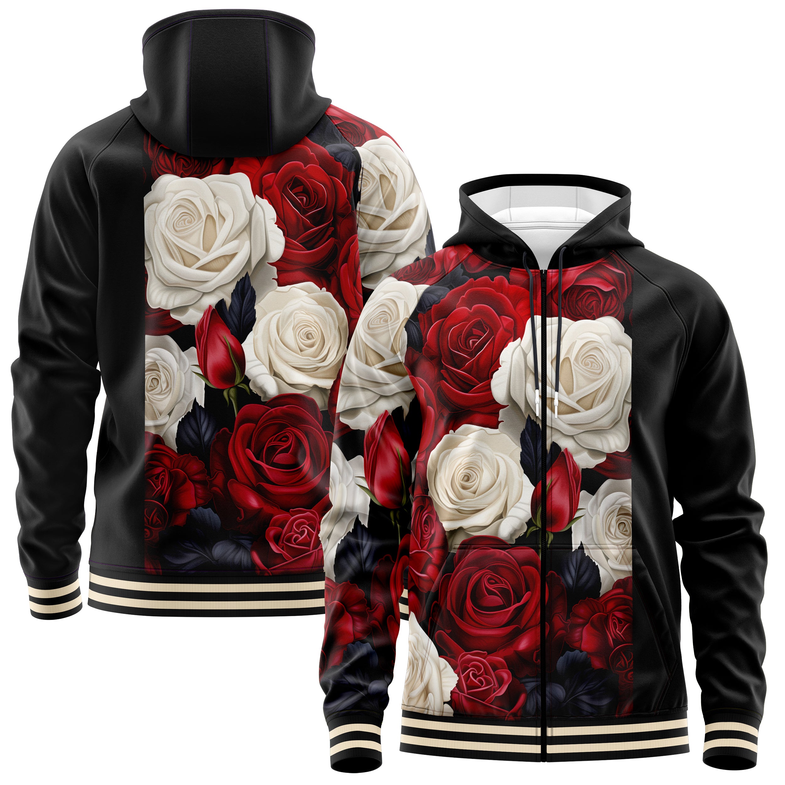 Antique Flowers Zip Up Hoodies ZU240902An008