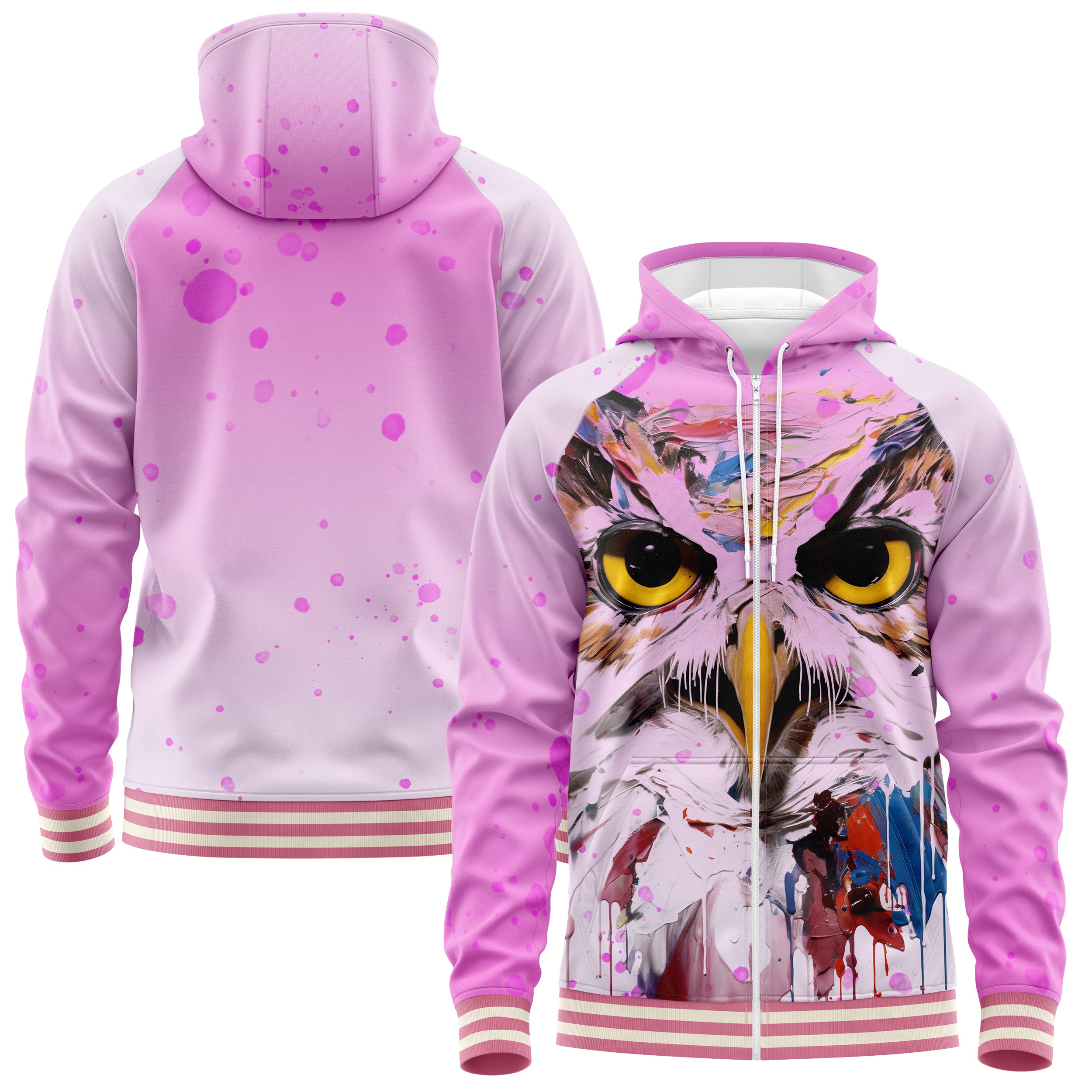 Artistic Owl Zip Up Hoodies ZU240902Ao009