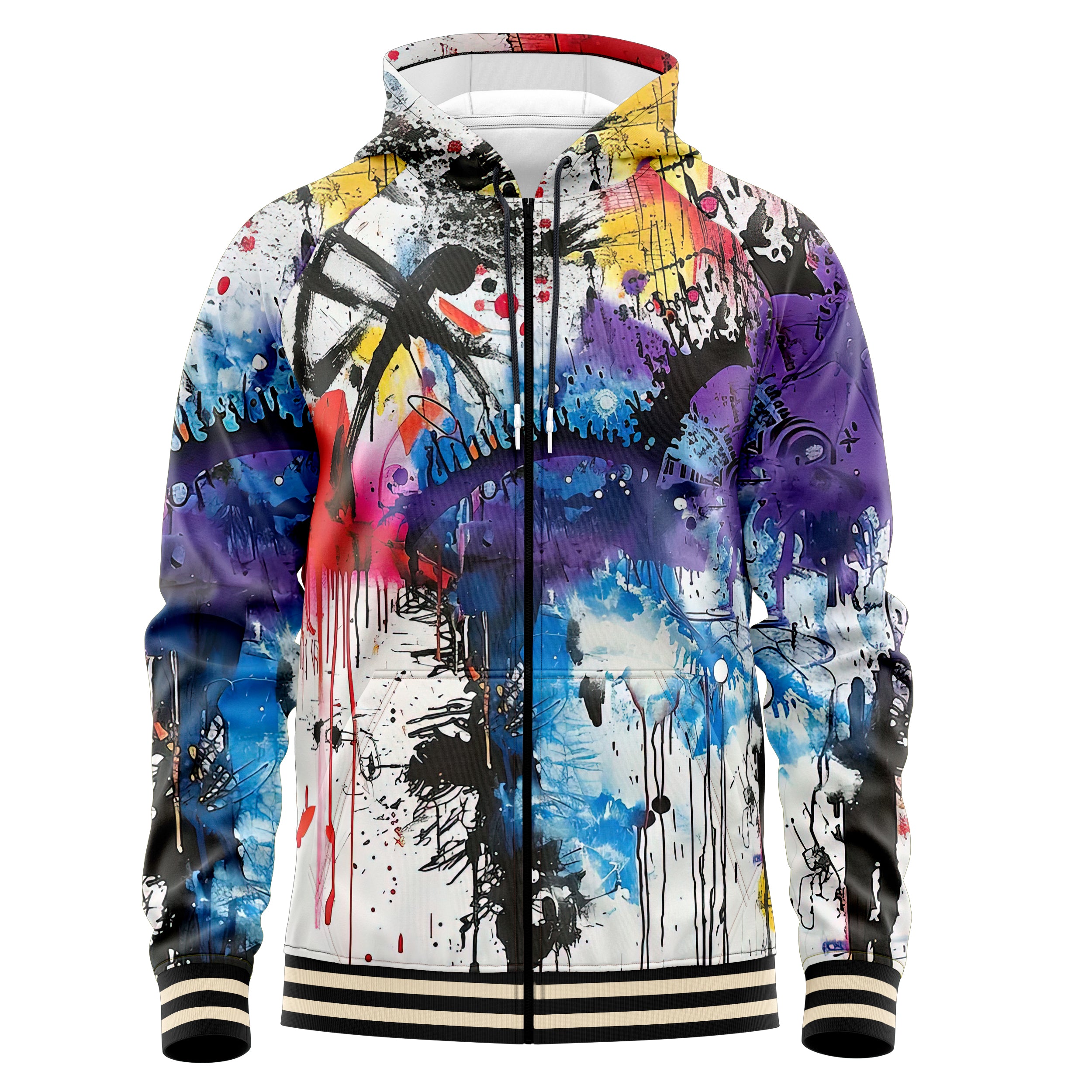 Abstract Paint Zip Up Hoodies