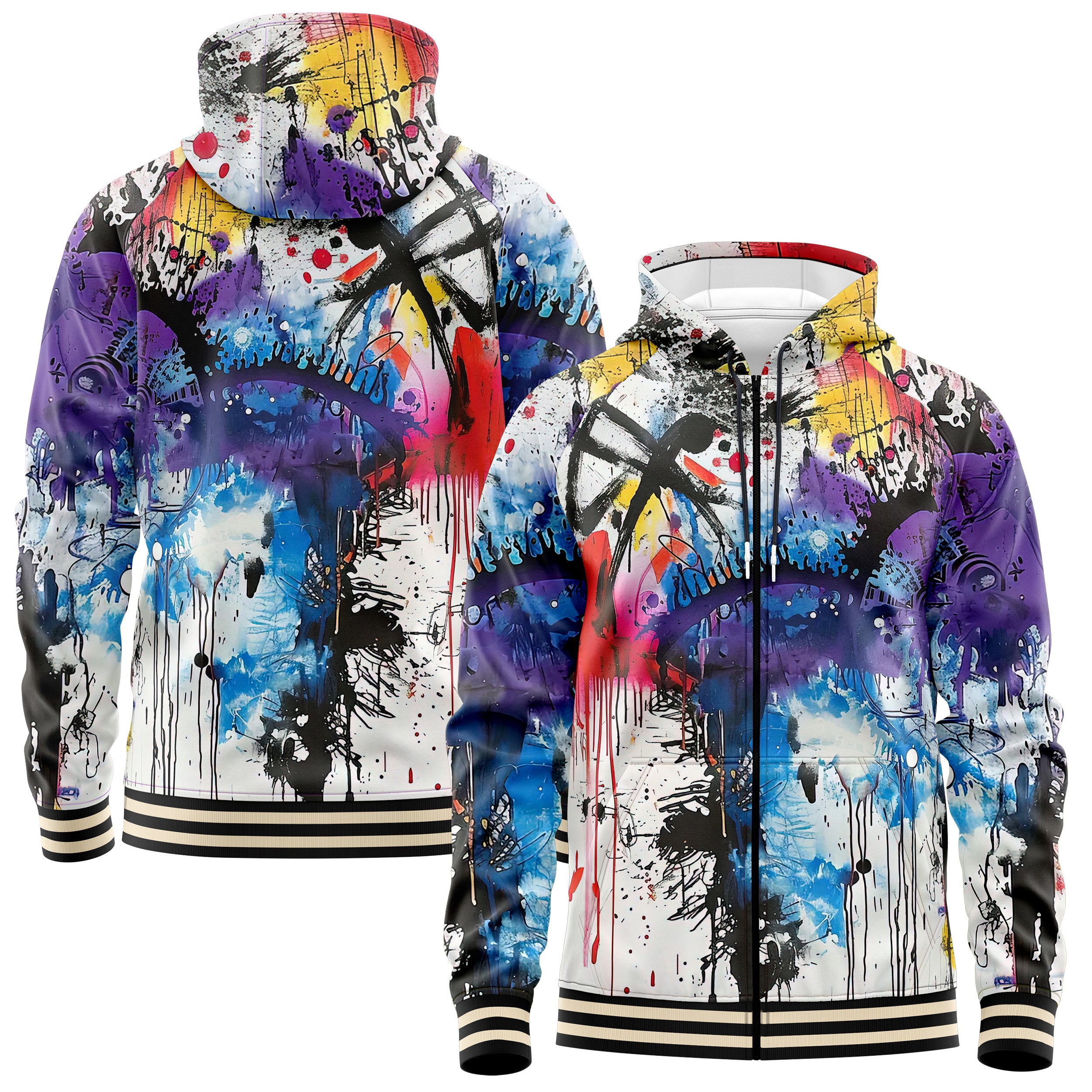 Abstract Paint Zip Up Hoodies ZU240902Ap004