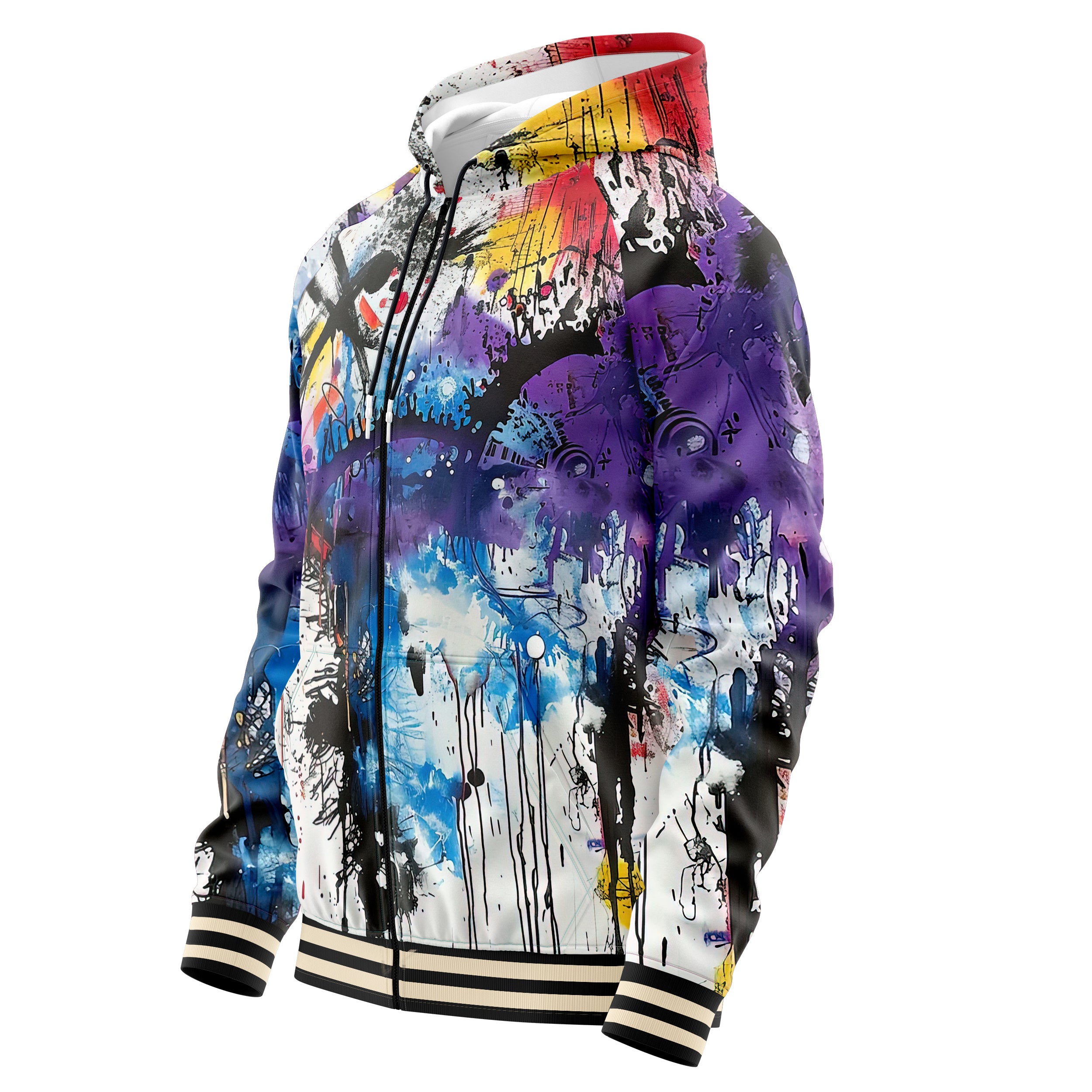 Abstract Paint Zip Up Hoodies