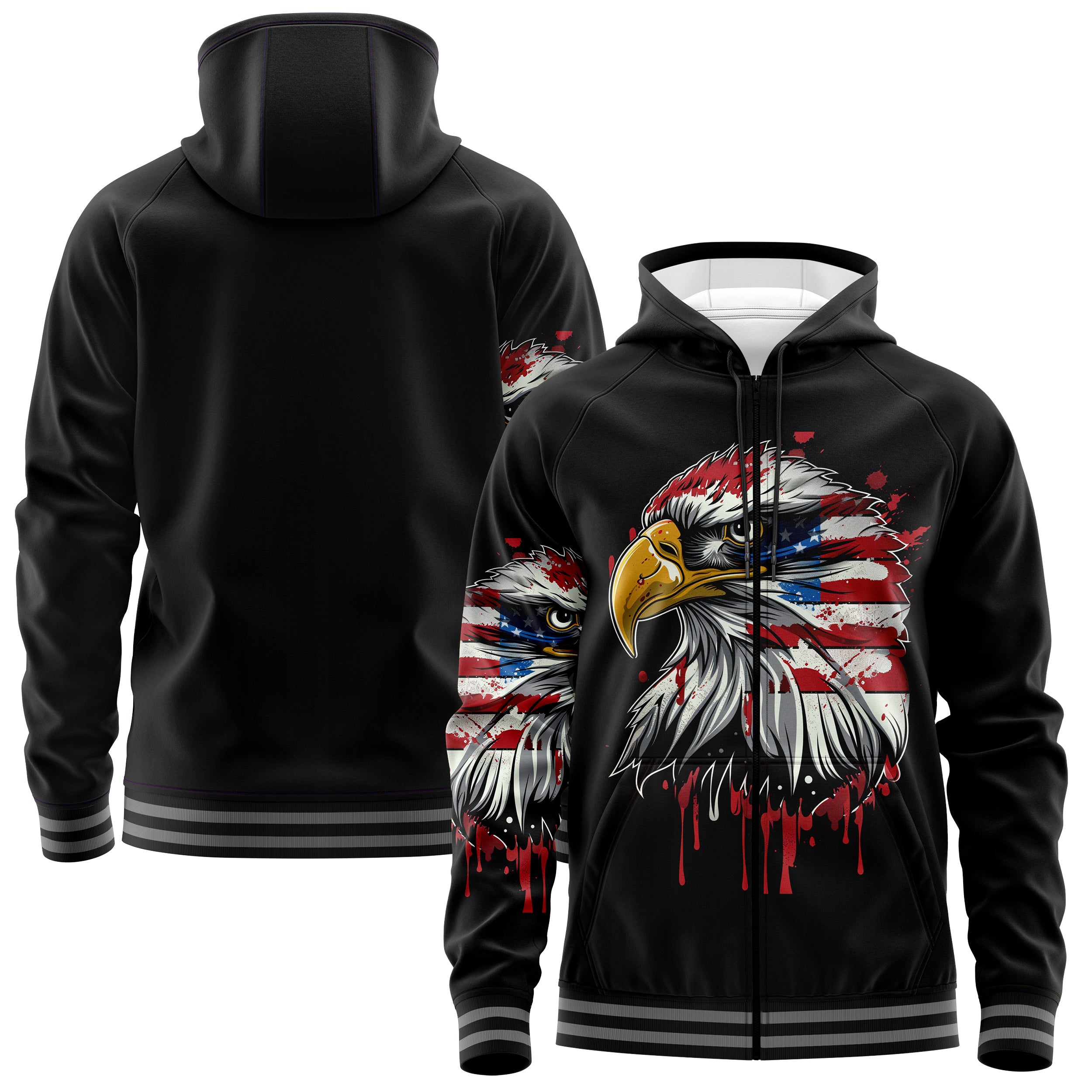 Bald Eagle Zip Up Hoodies ZU240902Bd010