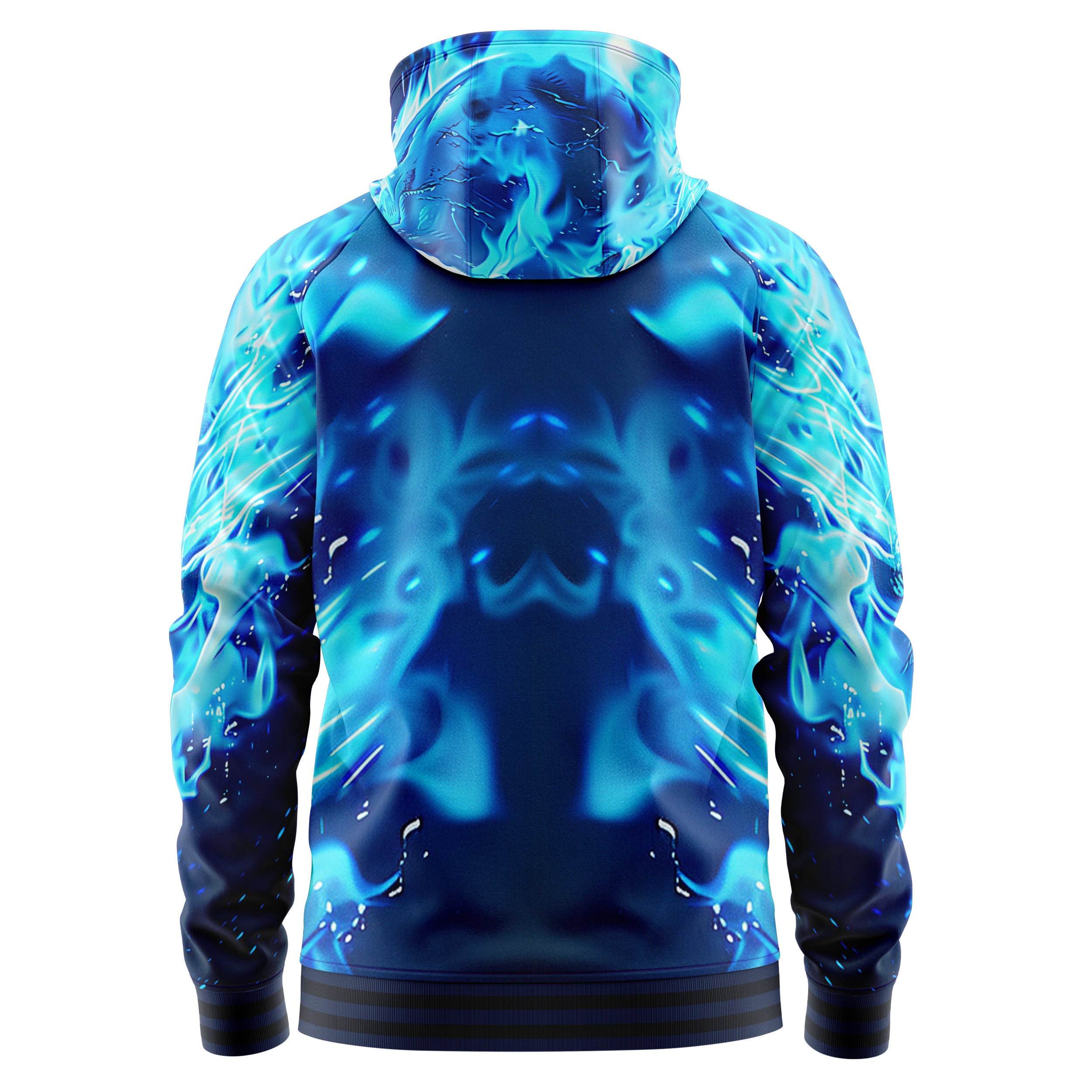 Blue flamed skull Zip Up Hoodies