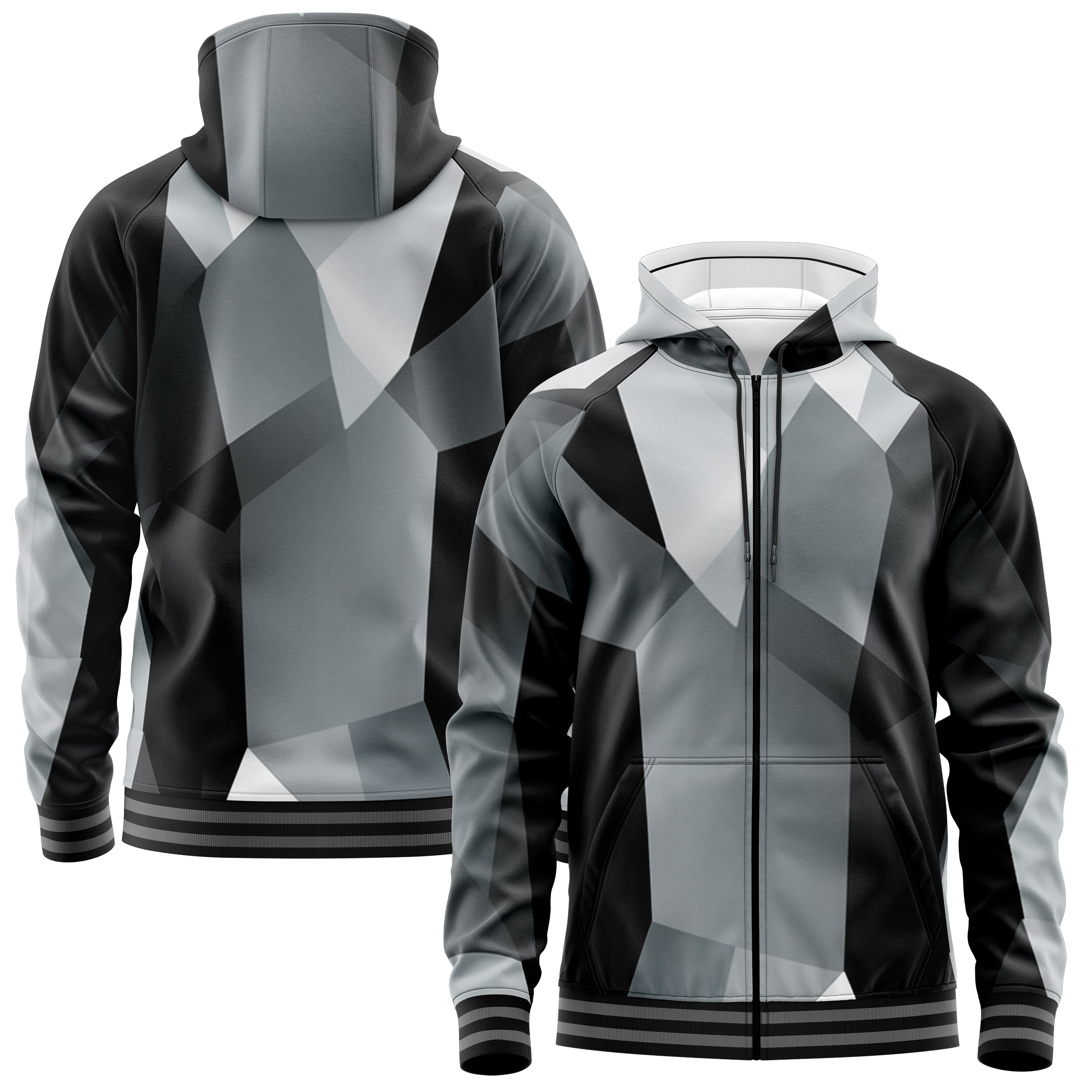 Cubes Black Zip Up Hoodies ZU240902Ce017